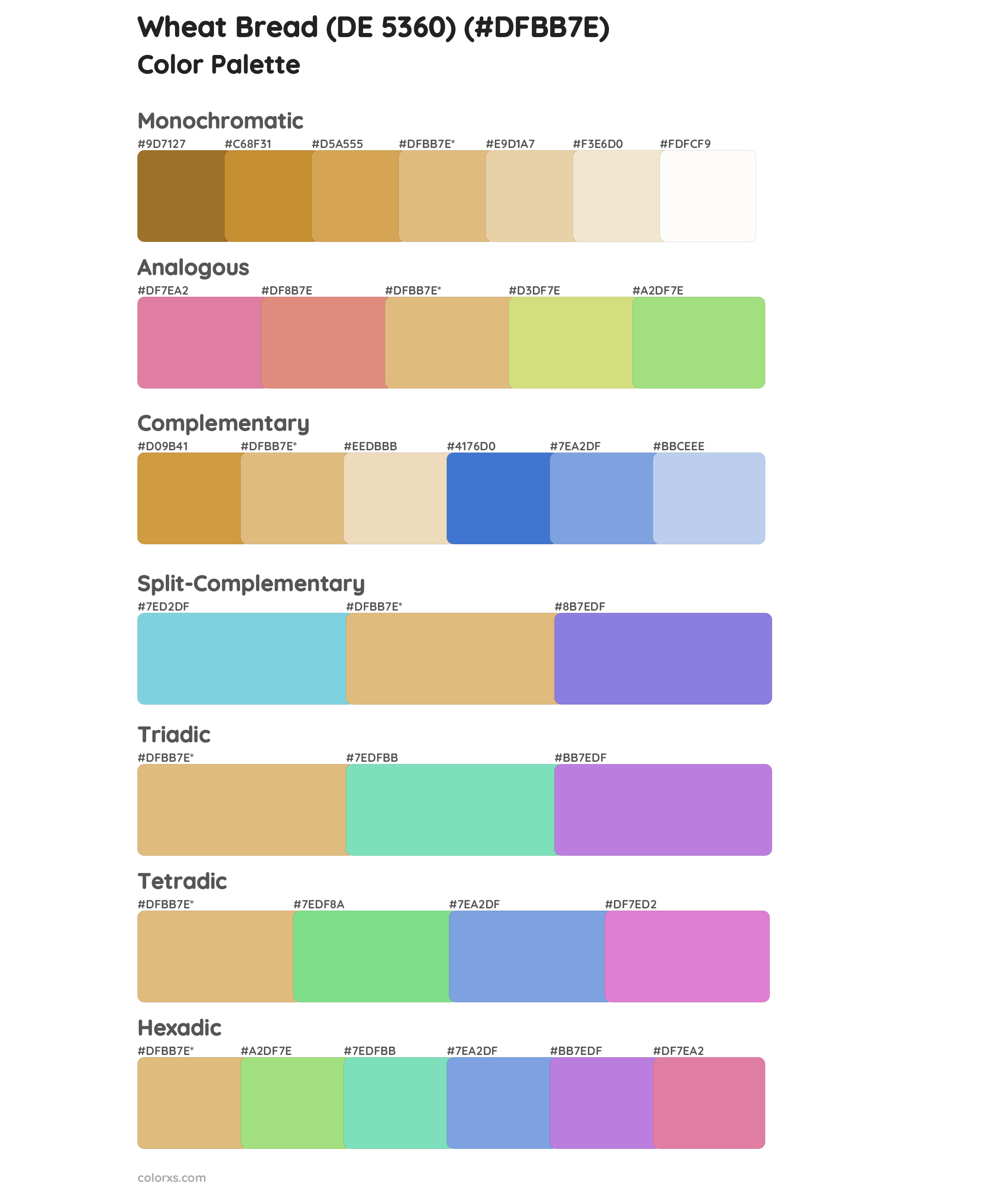 Wheat Bread (DE 5360) Color Scheme Palettes