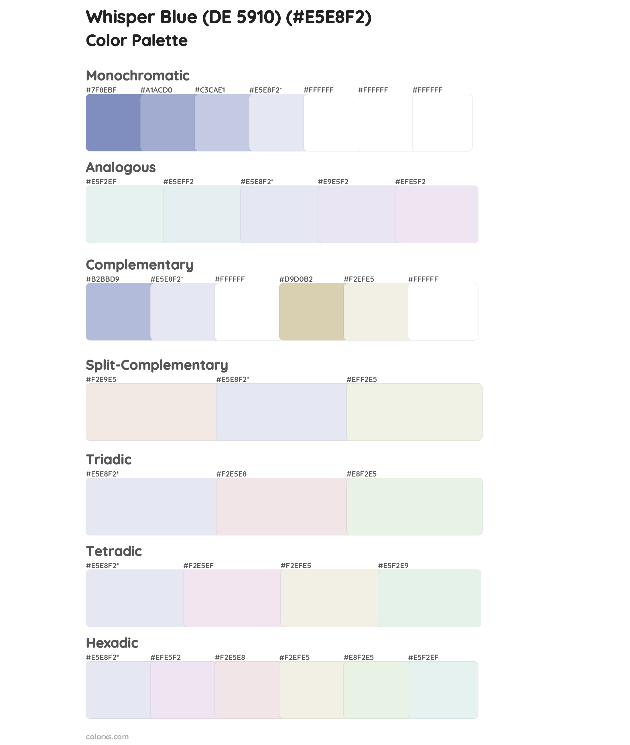 Whisper Blue (DE 5910) Color Scheme Palettes