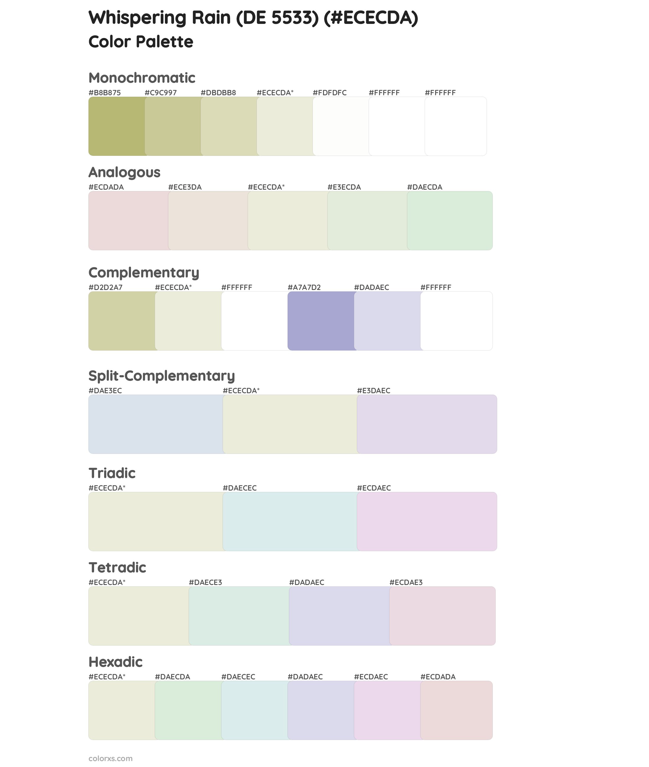 Whispering Rain (DE 5533) Color Scheme Palettes