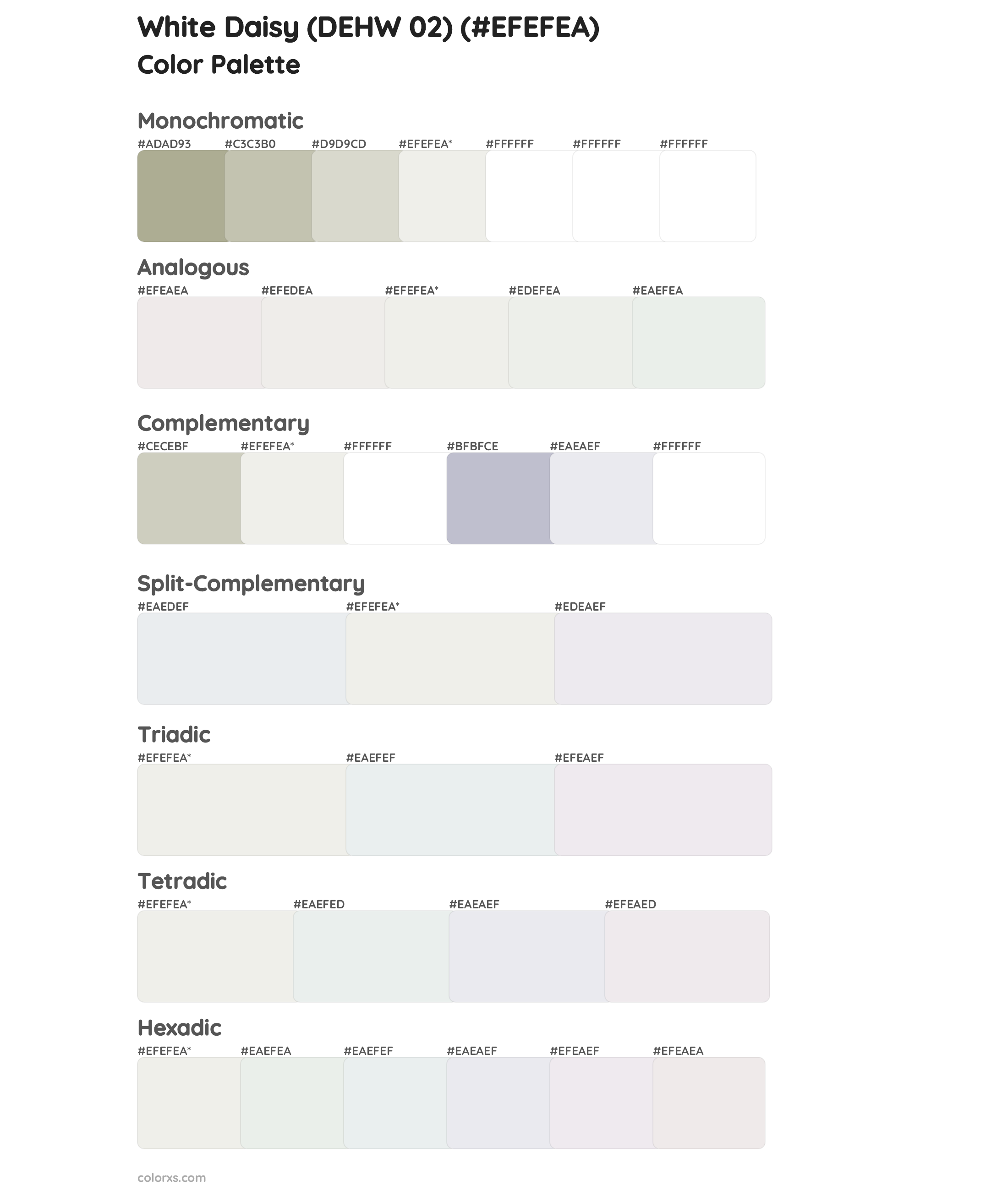 White Daisy (DEHW 02) Color Scheme Palettes