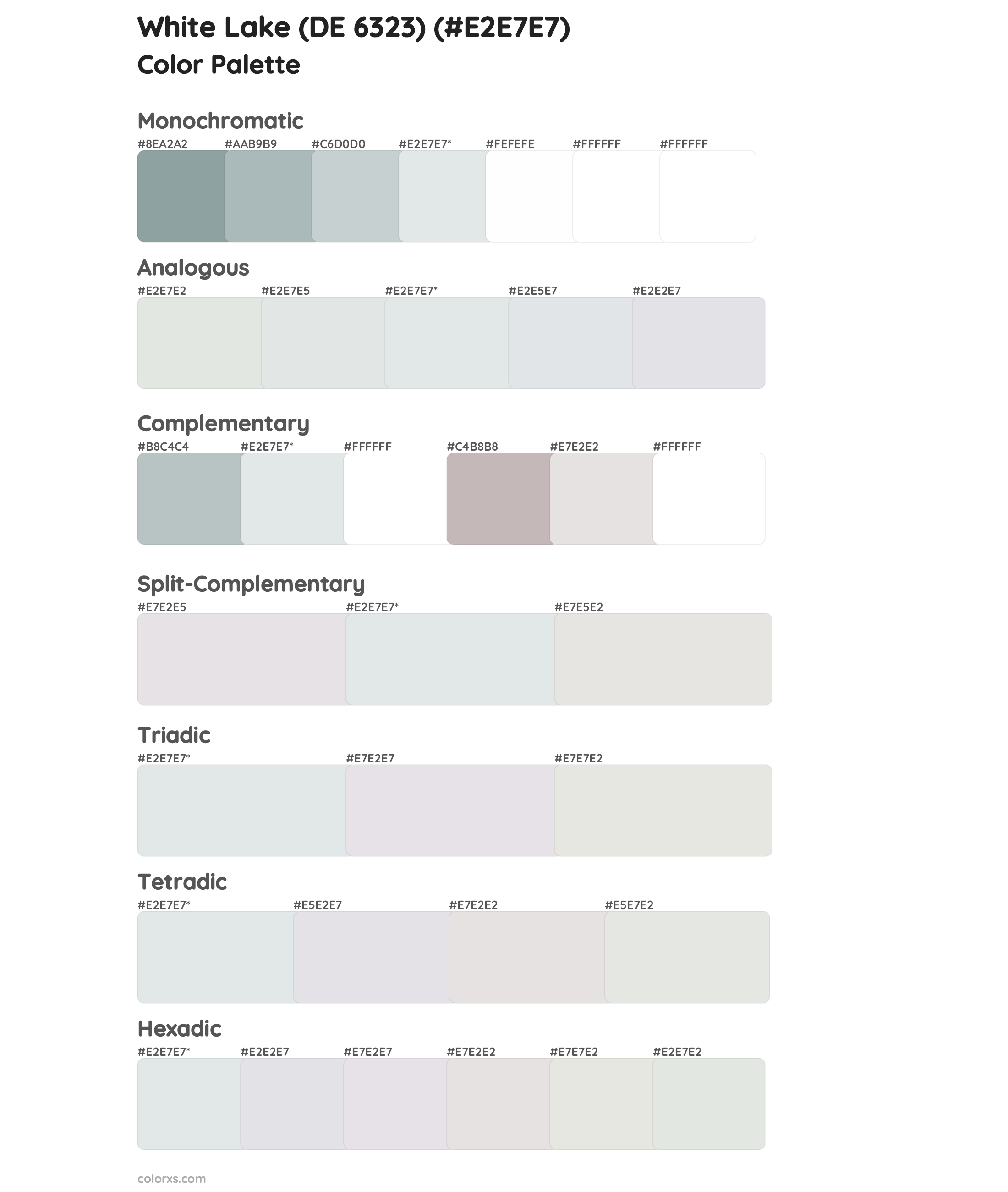 White Lake (DE 6323) Color Scheme Palettes