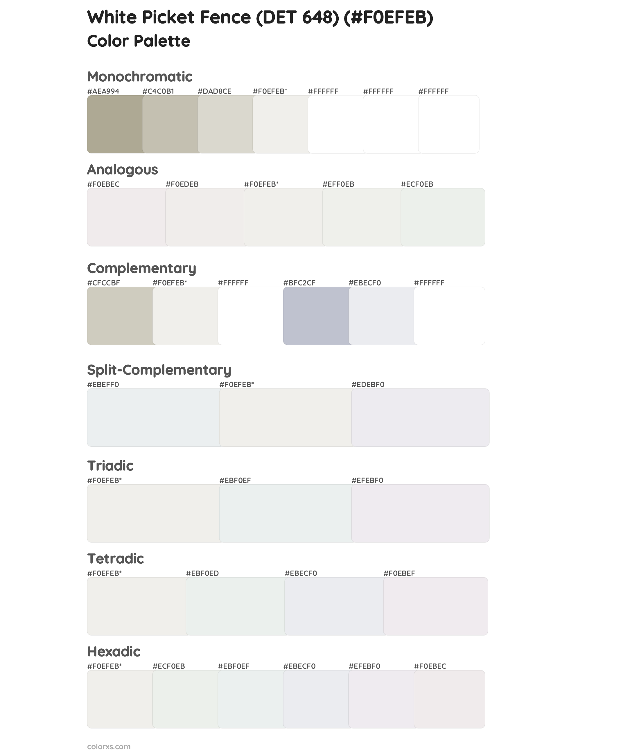 White Picket Fence (DET 648) Color Scheme Palettes