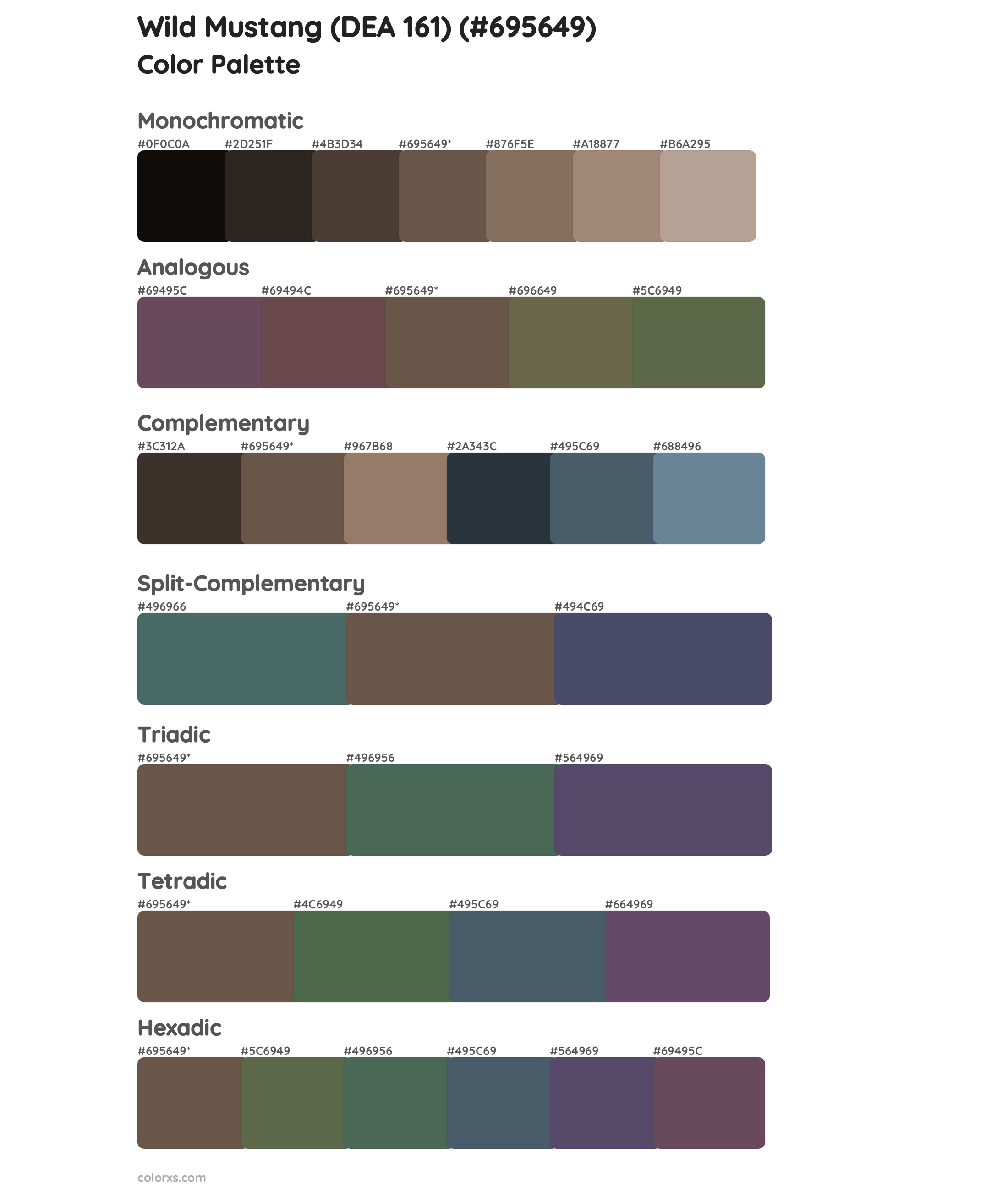 Wild Mustang (DEA 161) Color Scheme Palettes