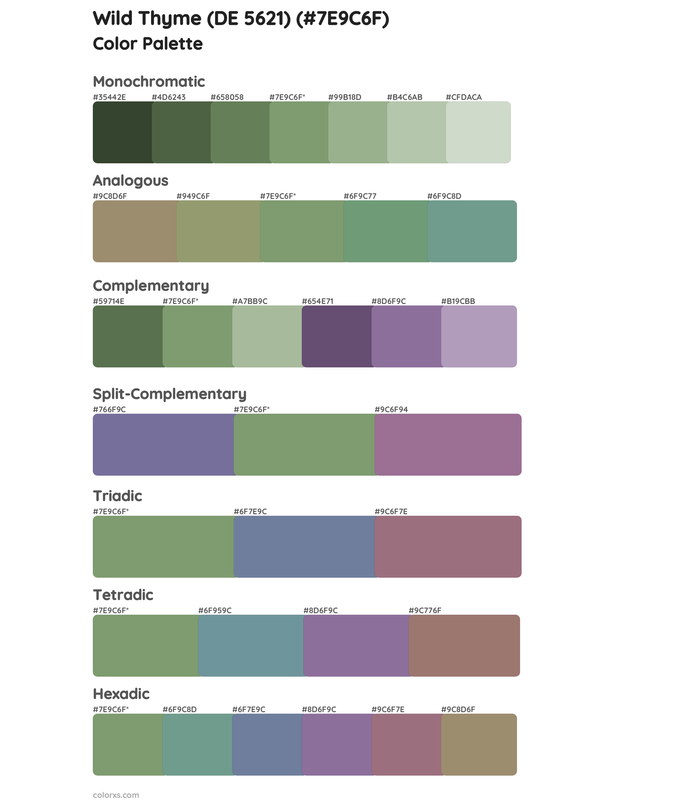 Wild Thyme (DE 5621) Color Scheme Palettes