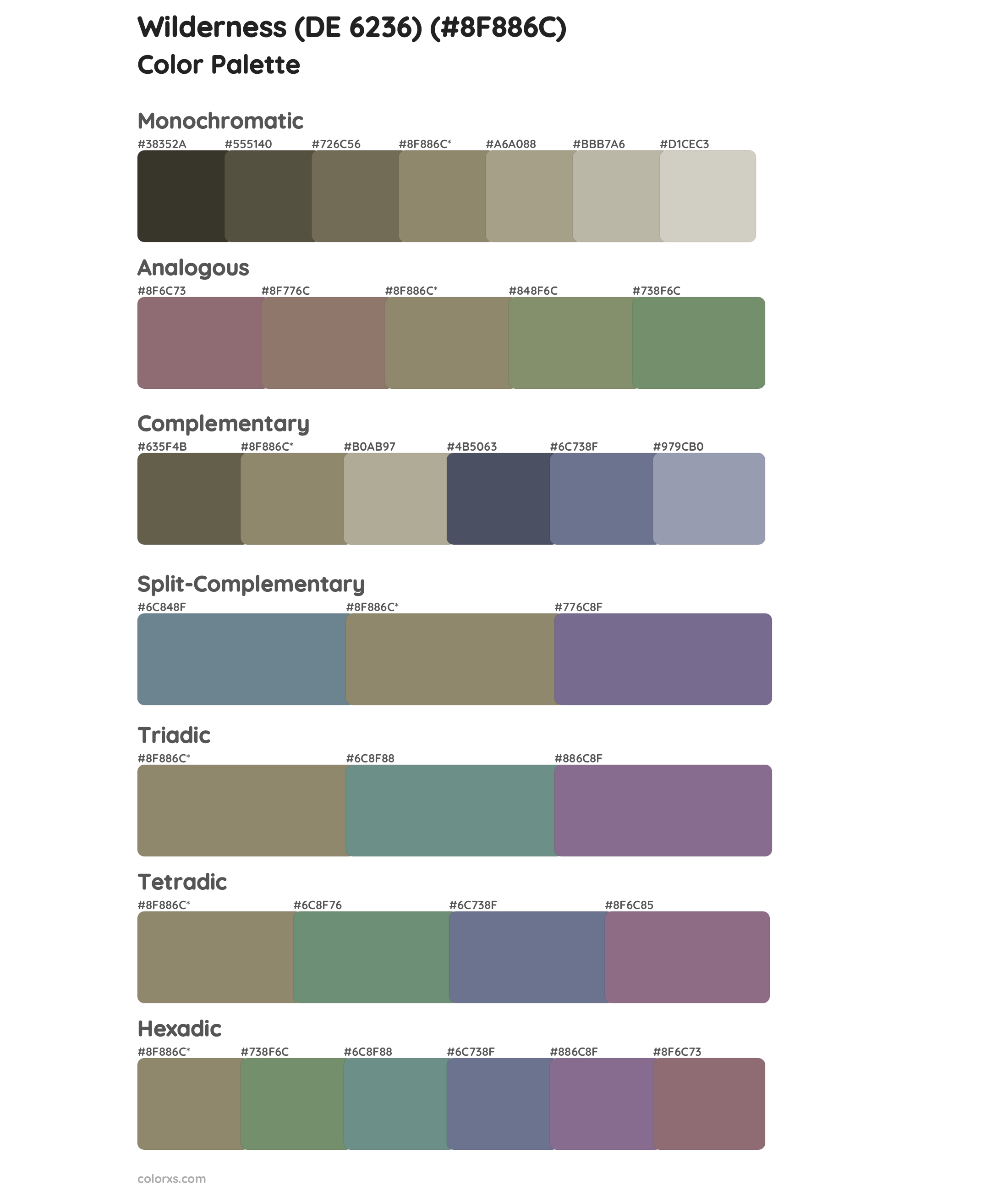 Wilderness (DE 6236) Color Scheme Palettes