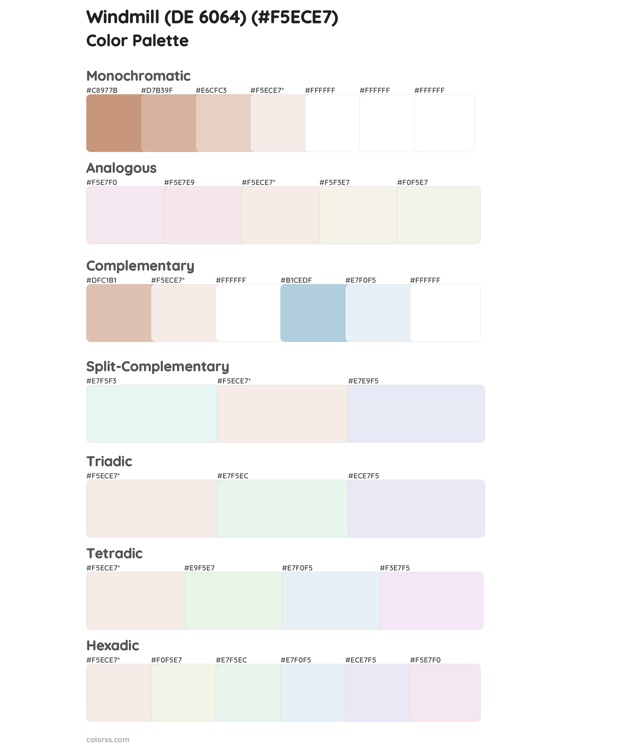 Windmill (DE 6064) Color Scheme Palettes