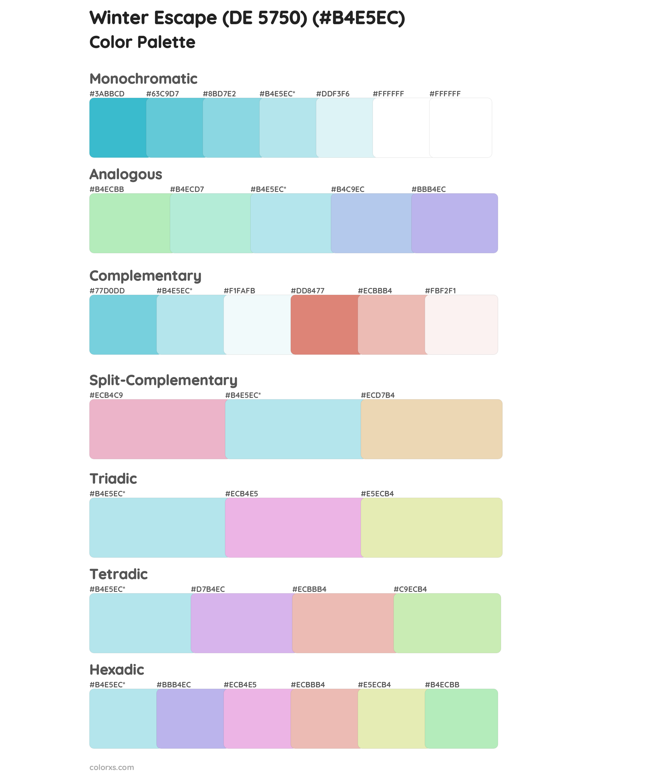 Winter Escape (DE 5750) Color Scheme Palettes