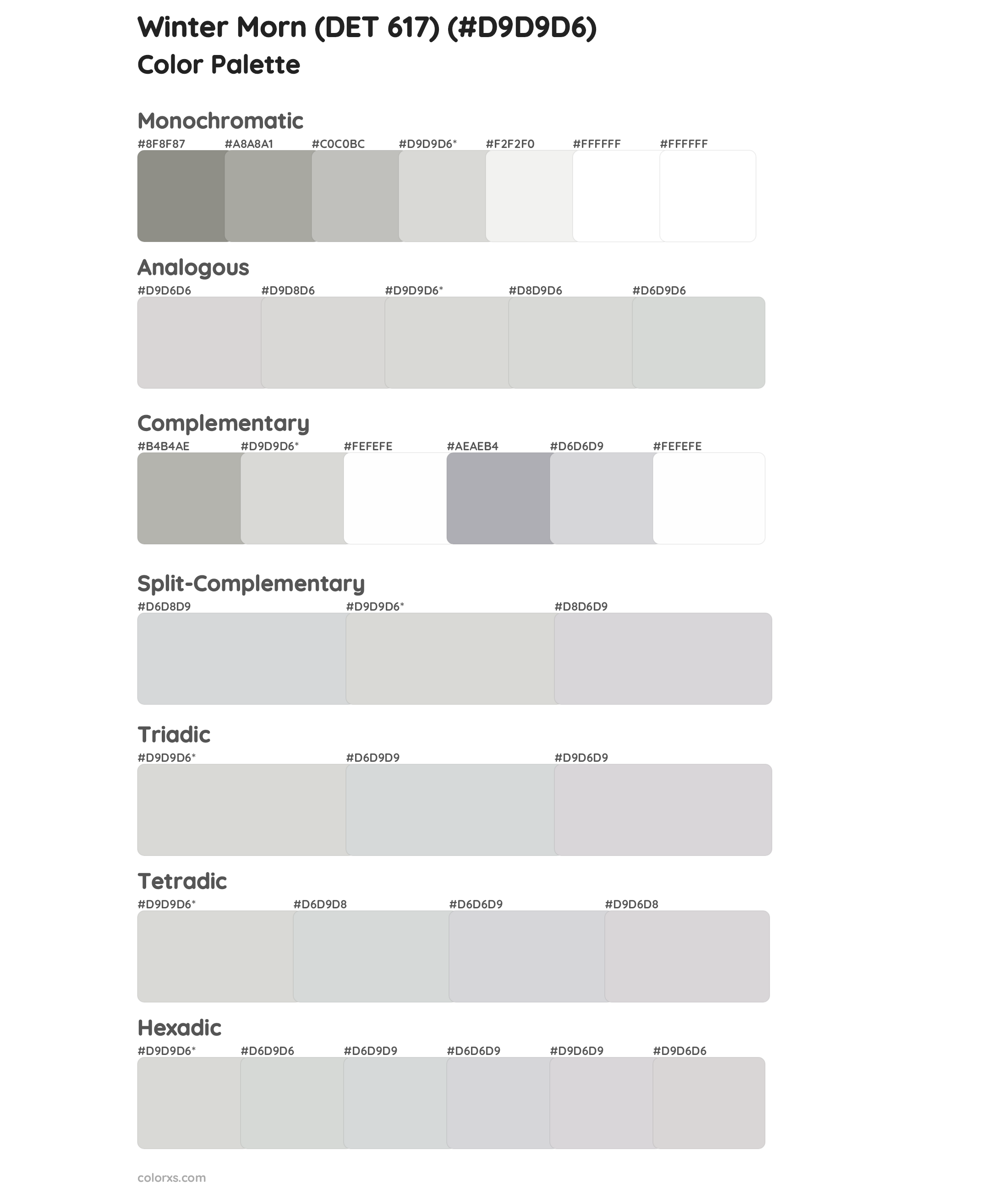 Winter Morn (DET 617) Color Scheme Palettes