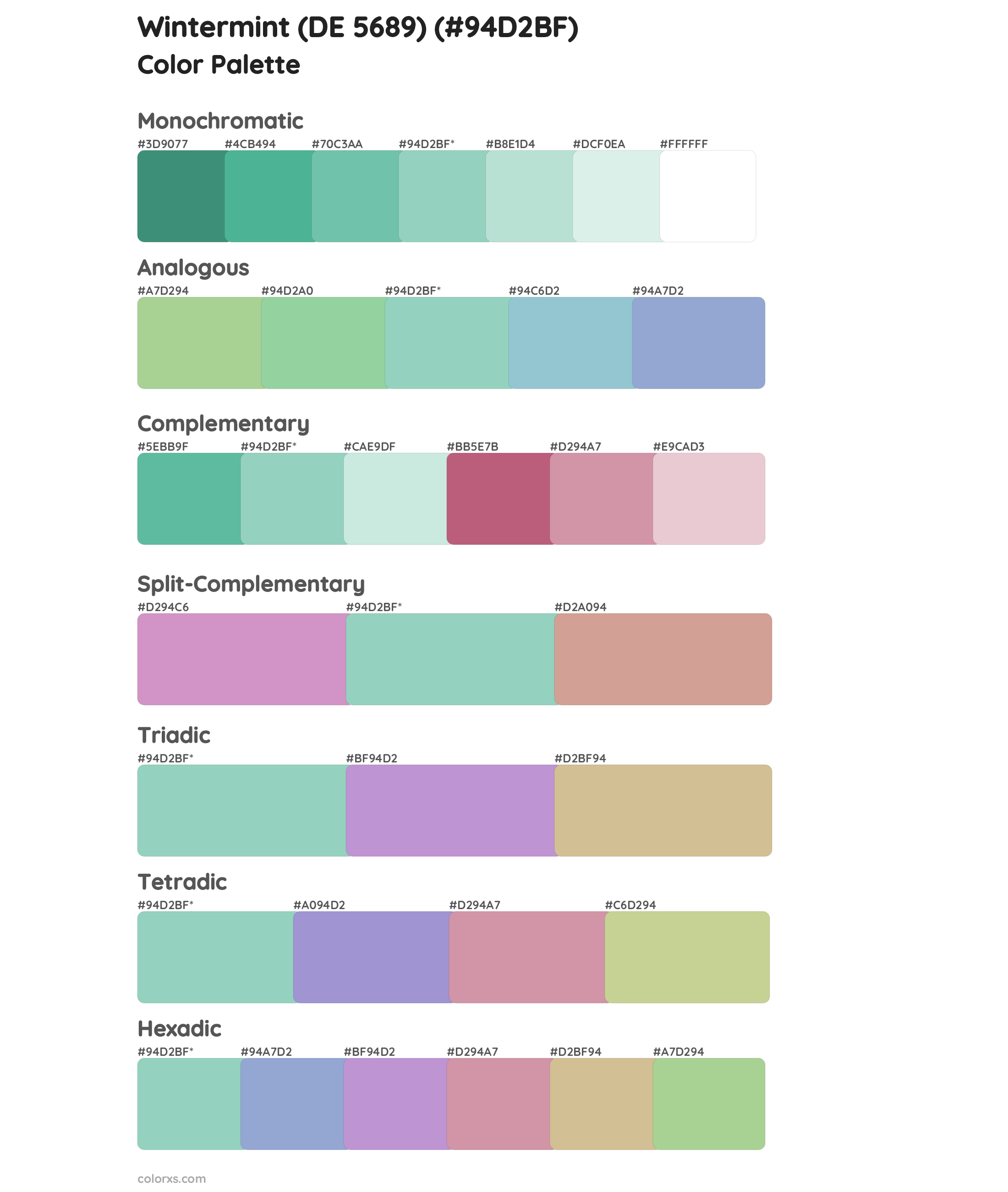 Wintermint (DE 5689) Color Scheme Palettes