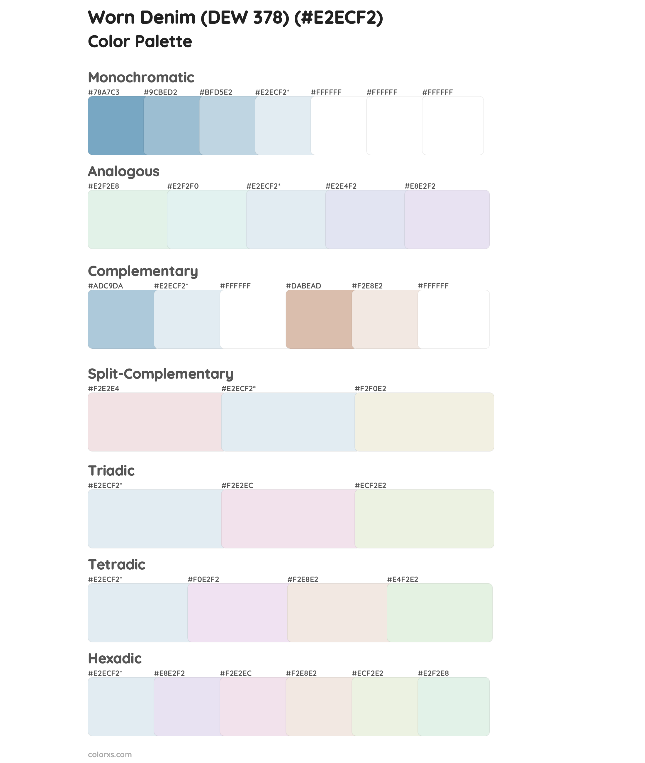 Worn Denim (DEW 378) Color Scheme Palettes