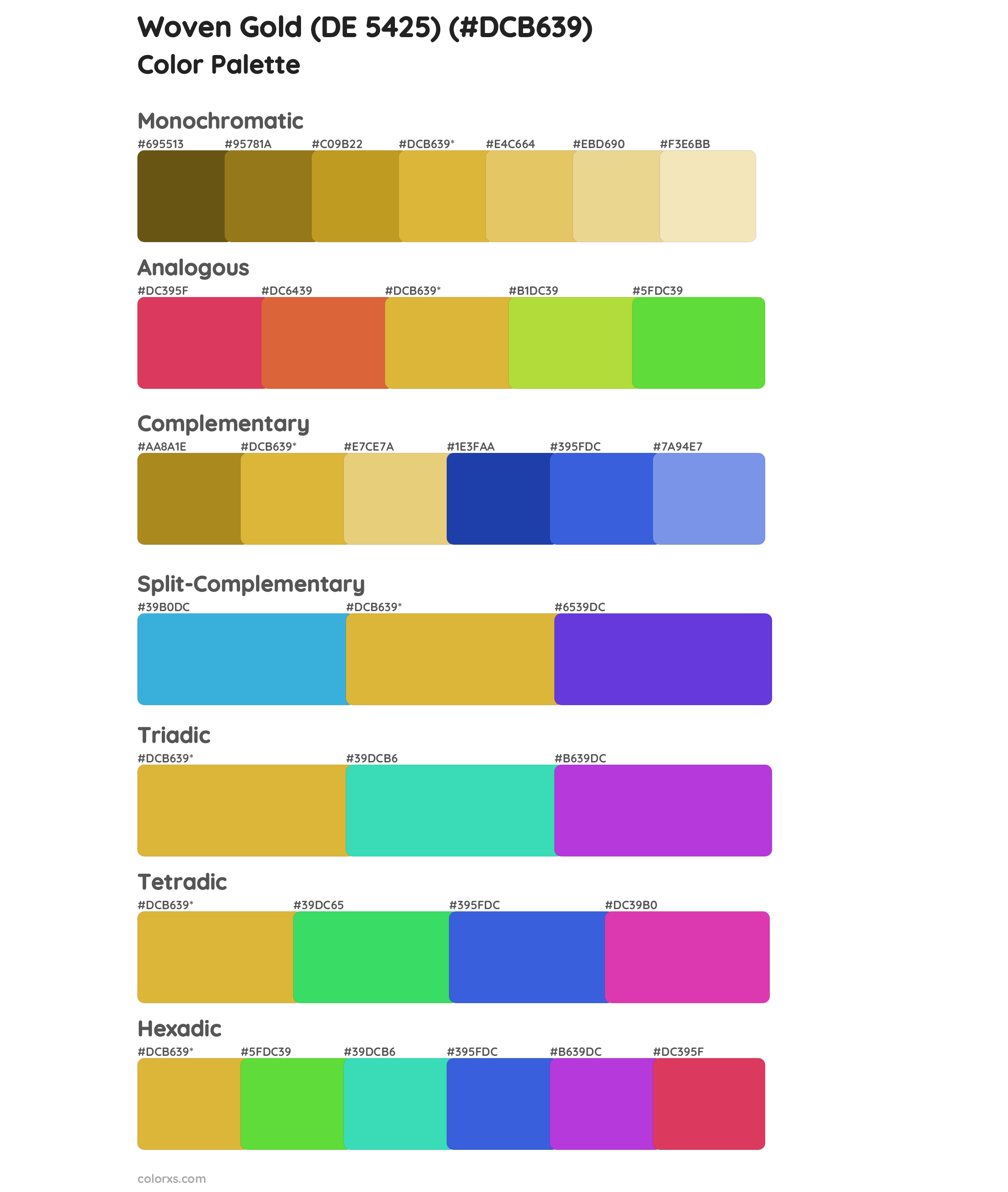 Woven Gold (DE 5425) Color Scheme Palettes