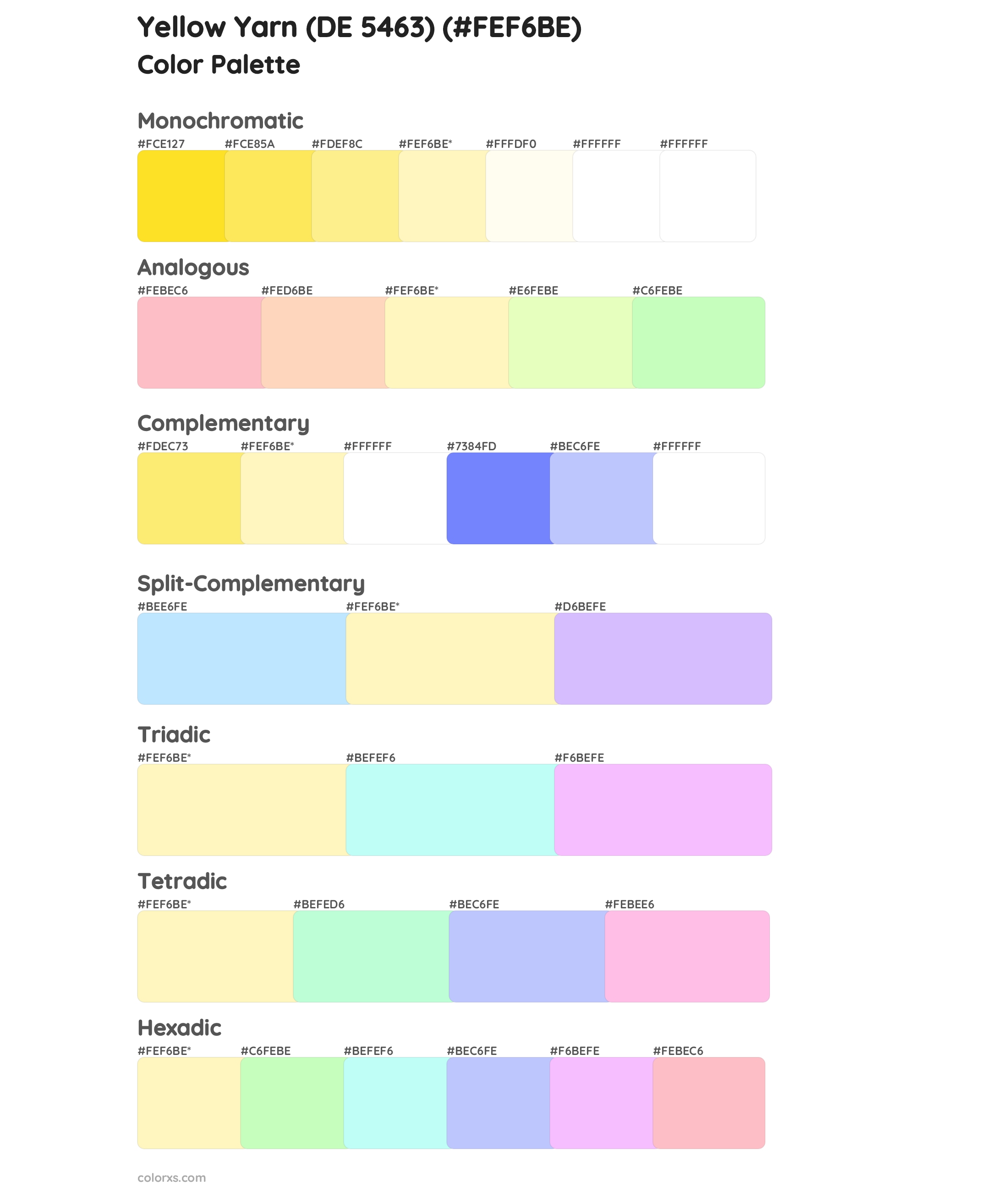 Yellow Yarn (DE 5463) Color Scheme Palettes