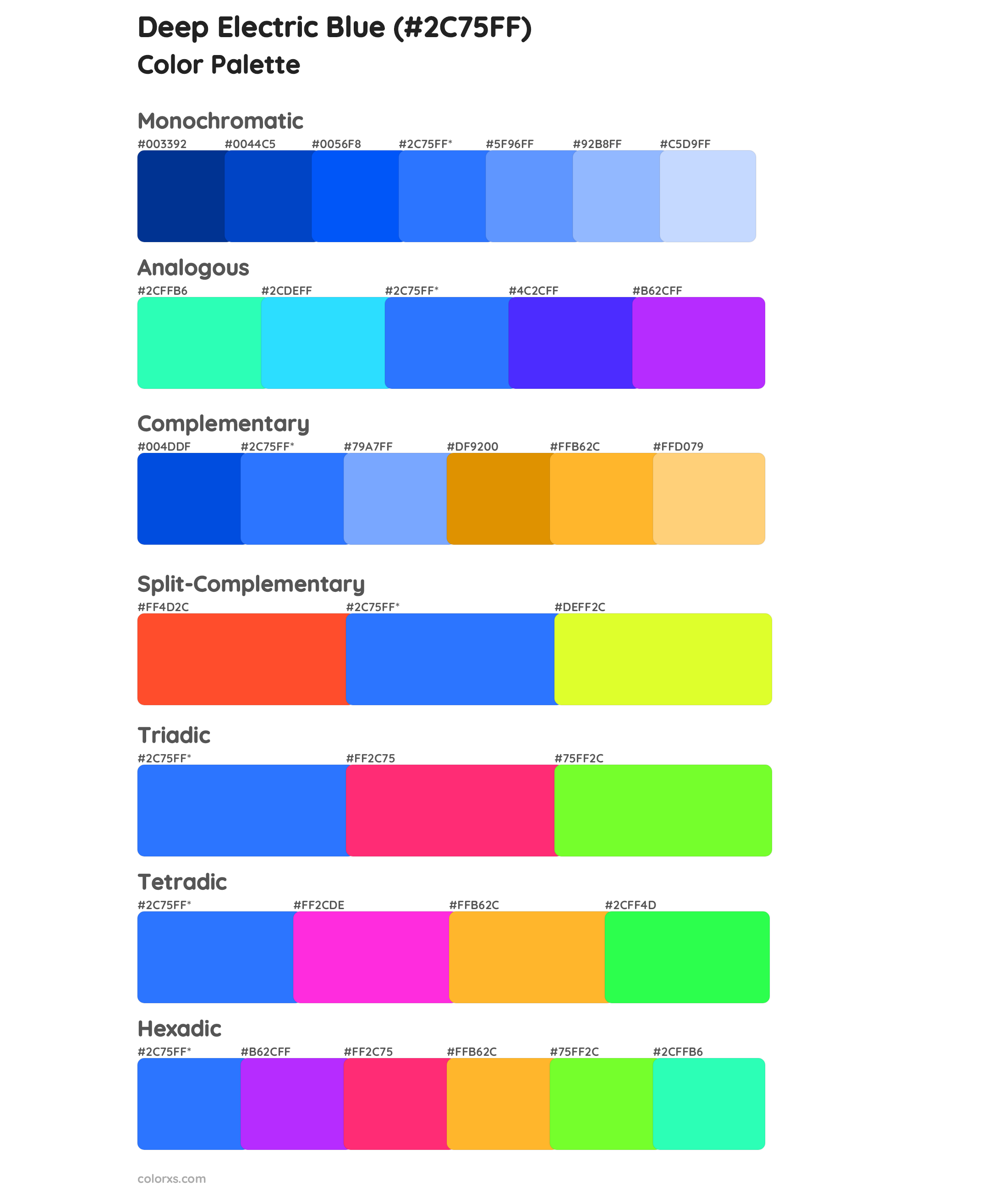 Deep Electric Blue Color Palettes And Color Scheme Combinations 