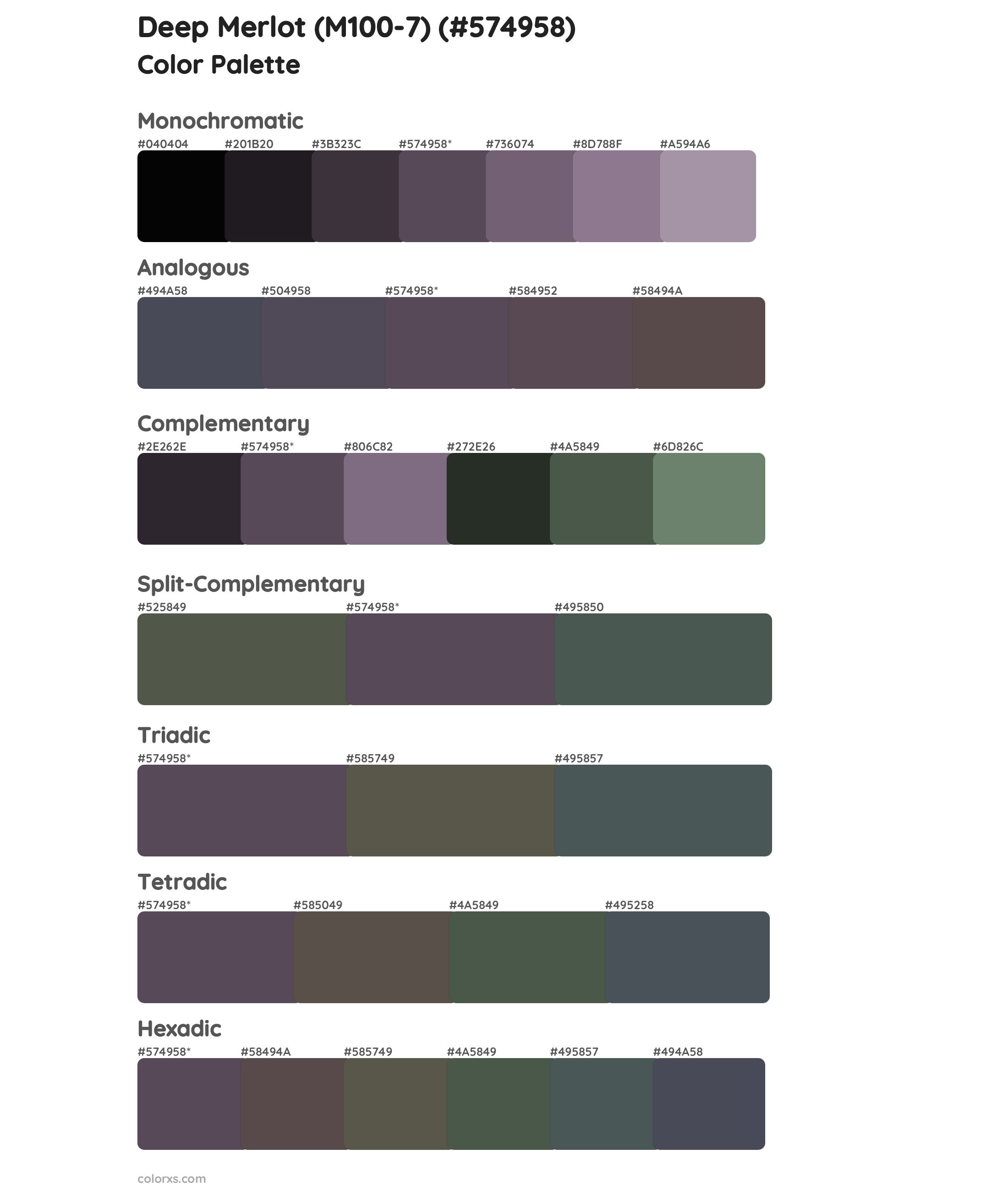 Deep Merlot (M100-7) Color Scheme Palettes