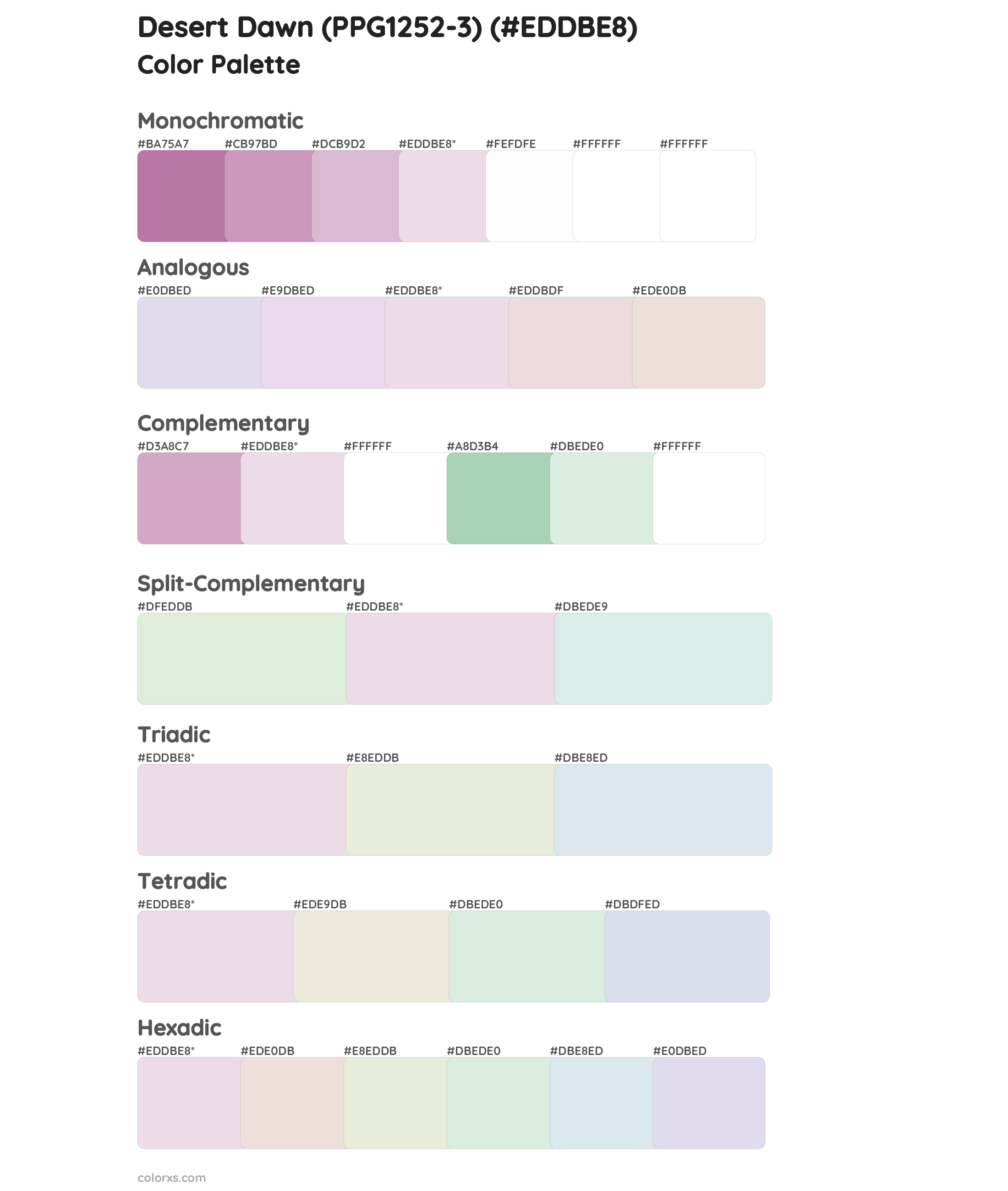 Desert Dawn (PPG1252-3) Color Scheme Palettes