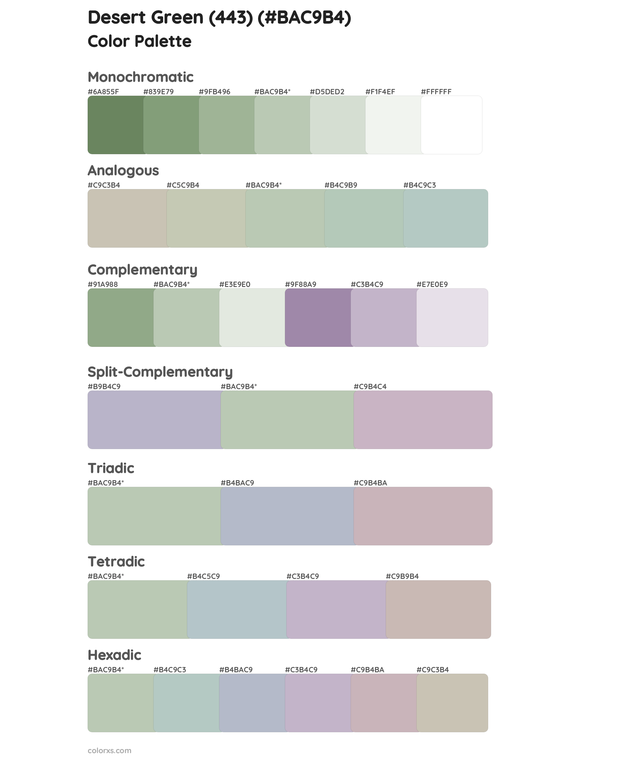 Desert Green (443) Color Scheme Palettes