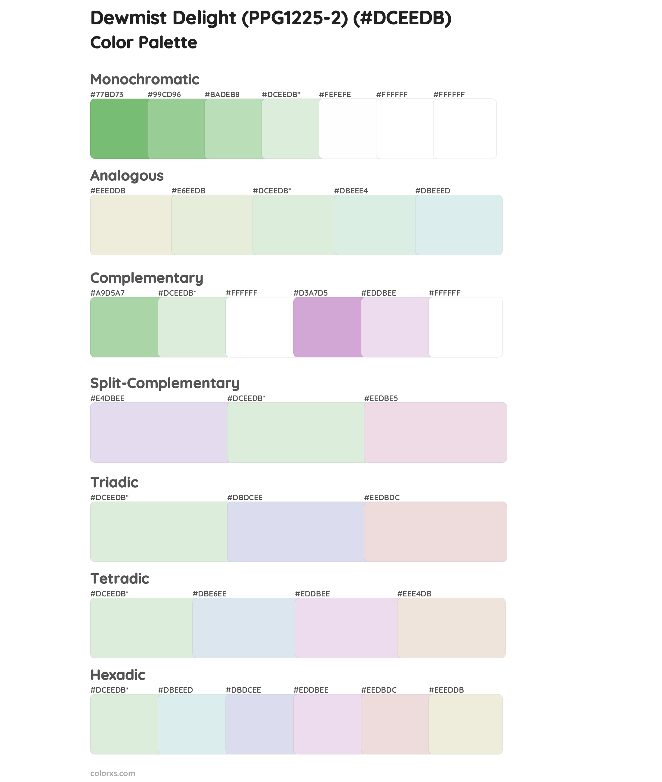 Dewmist Delight (PPG1225-2) Color Scheme Palettes