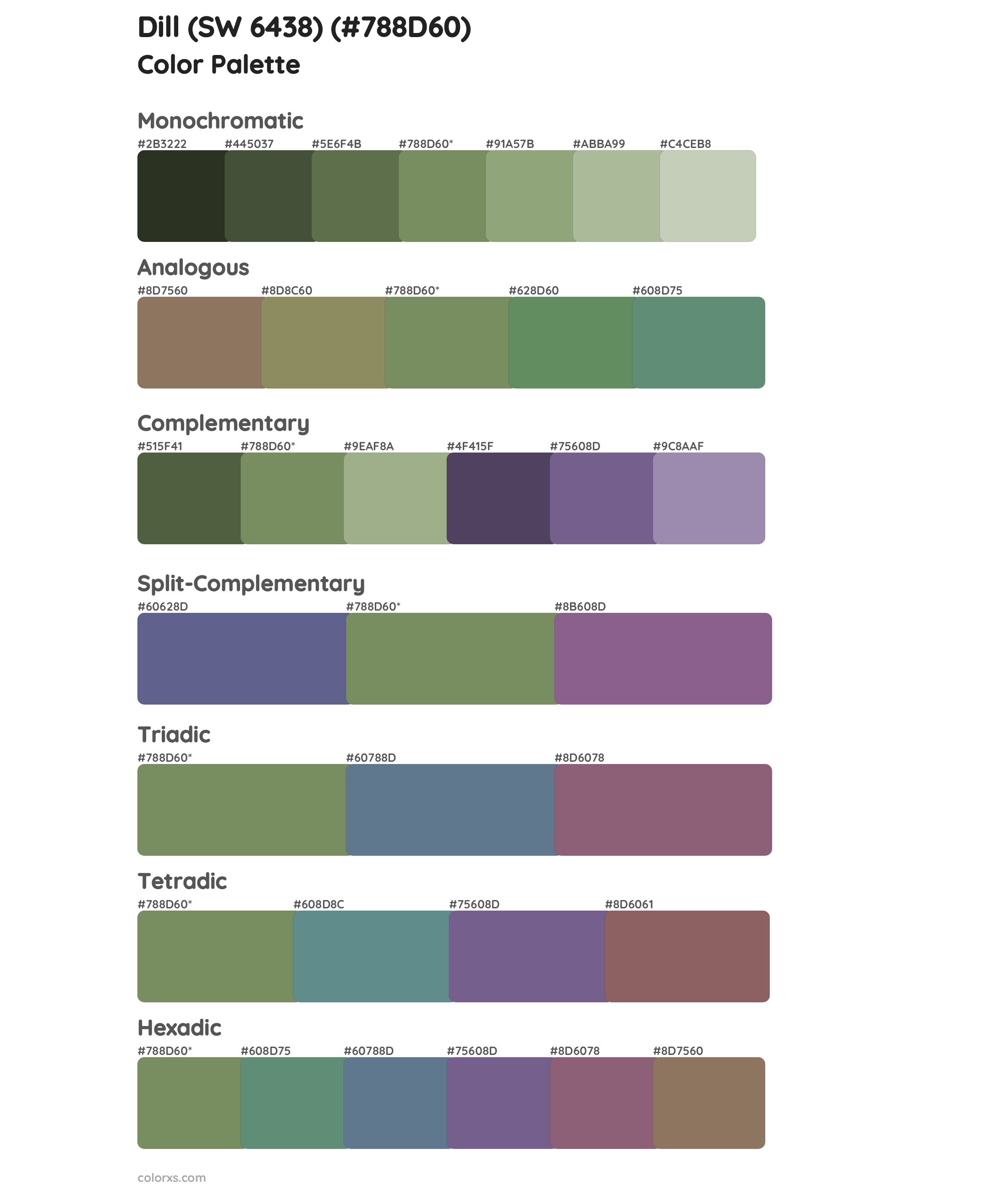 Dill (SW 6438) Color Scheme Palettes