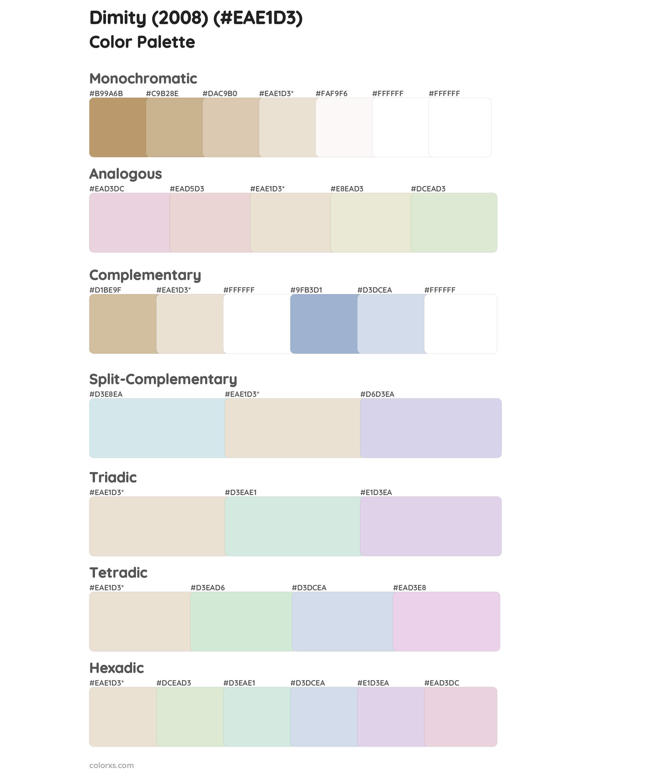 Dimity (2008) Color Scheme Palettes