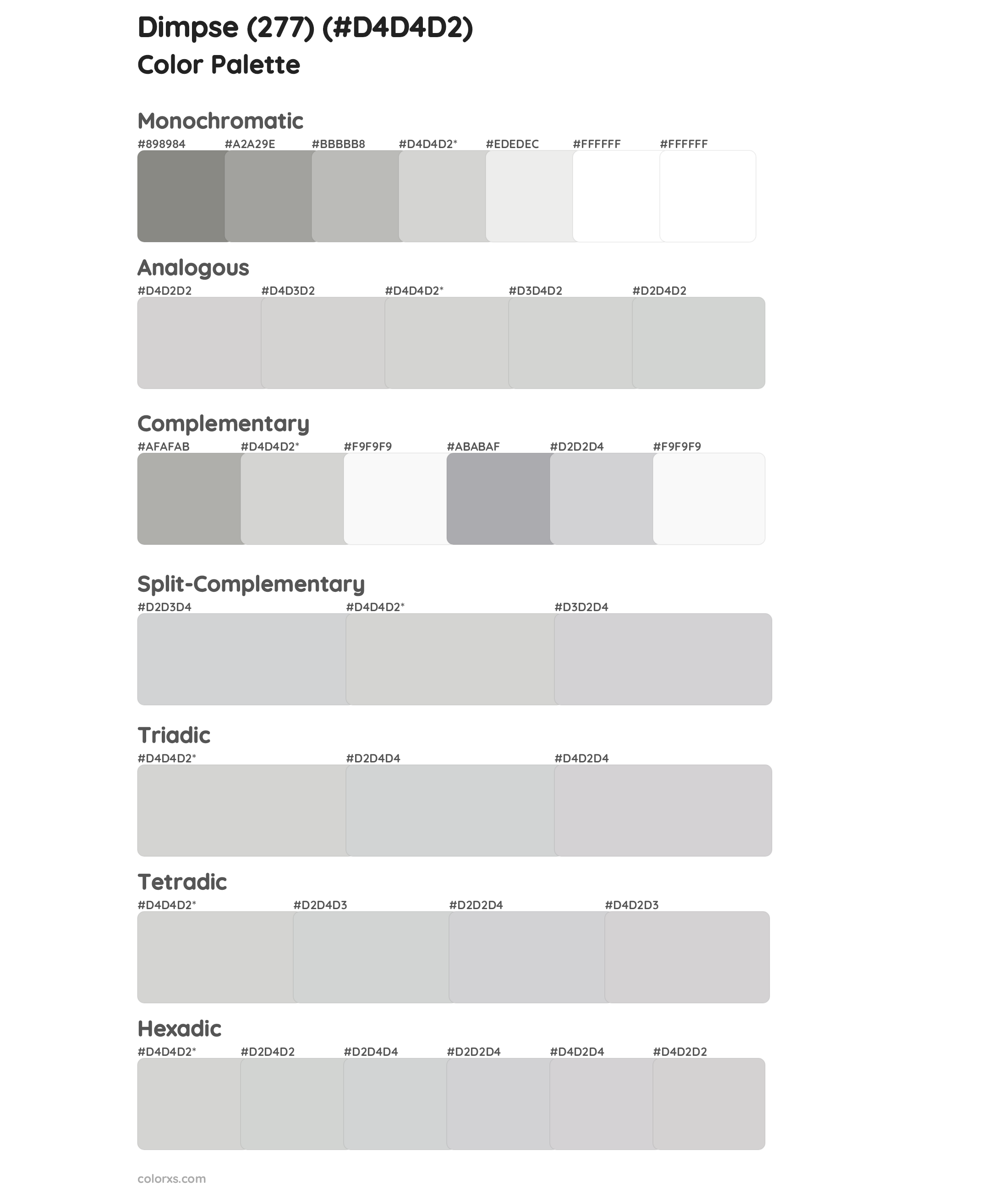 Dimpse (277) Color Scheme Palettes