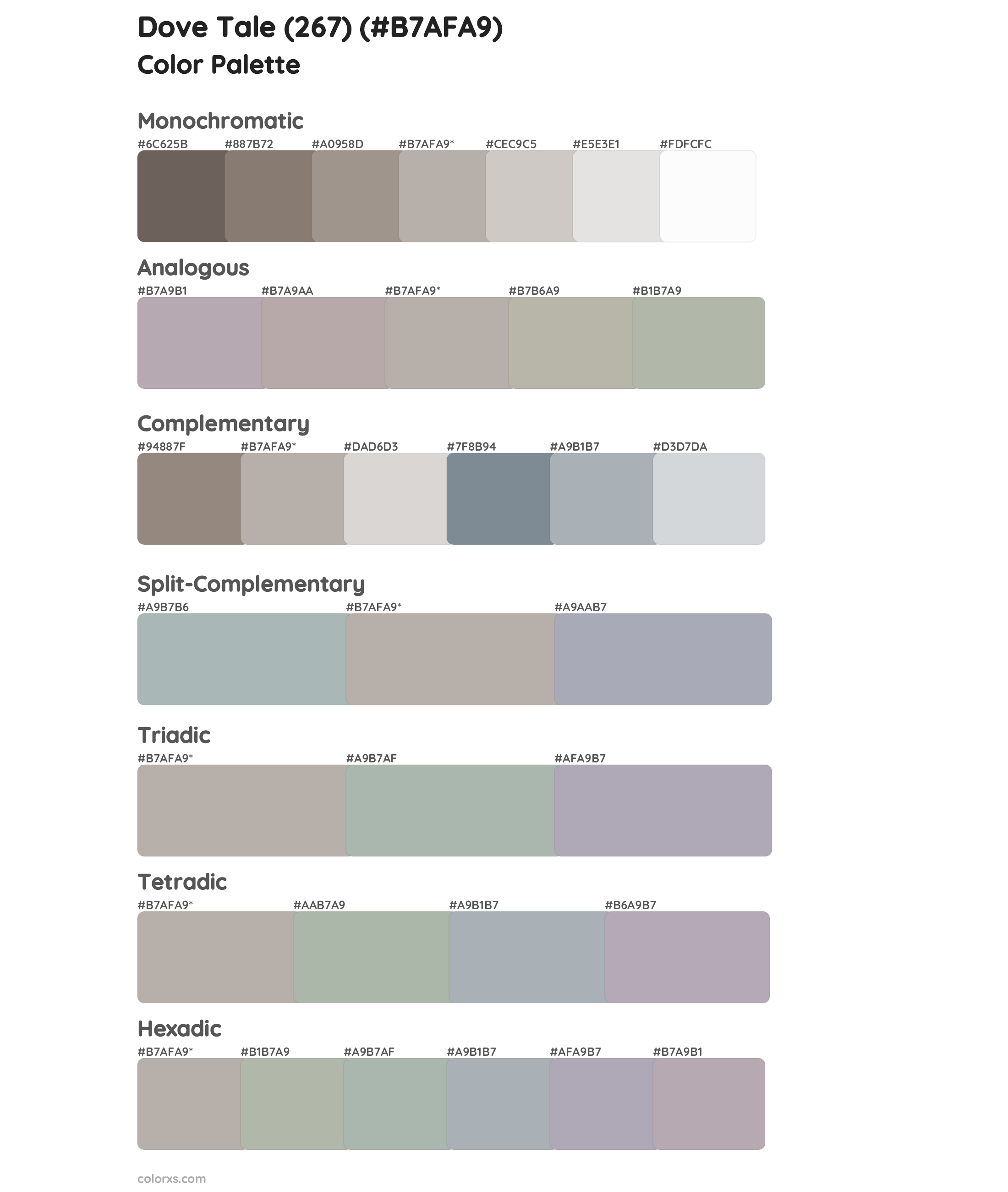 Dove Tale (267) Color Scheme Palettes