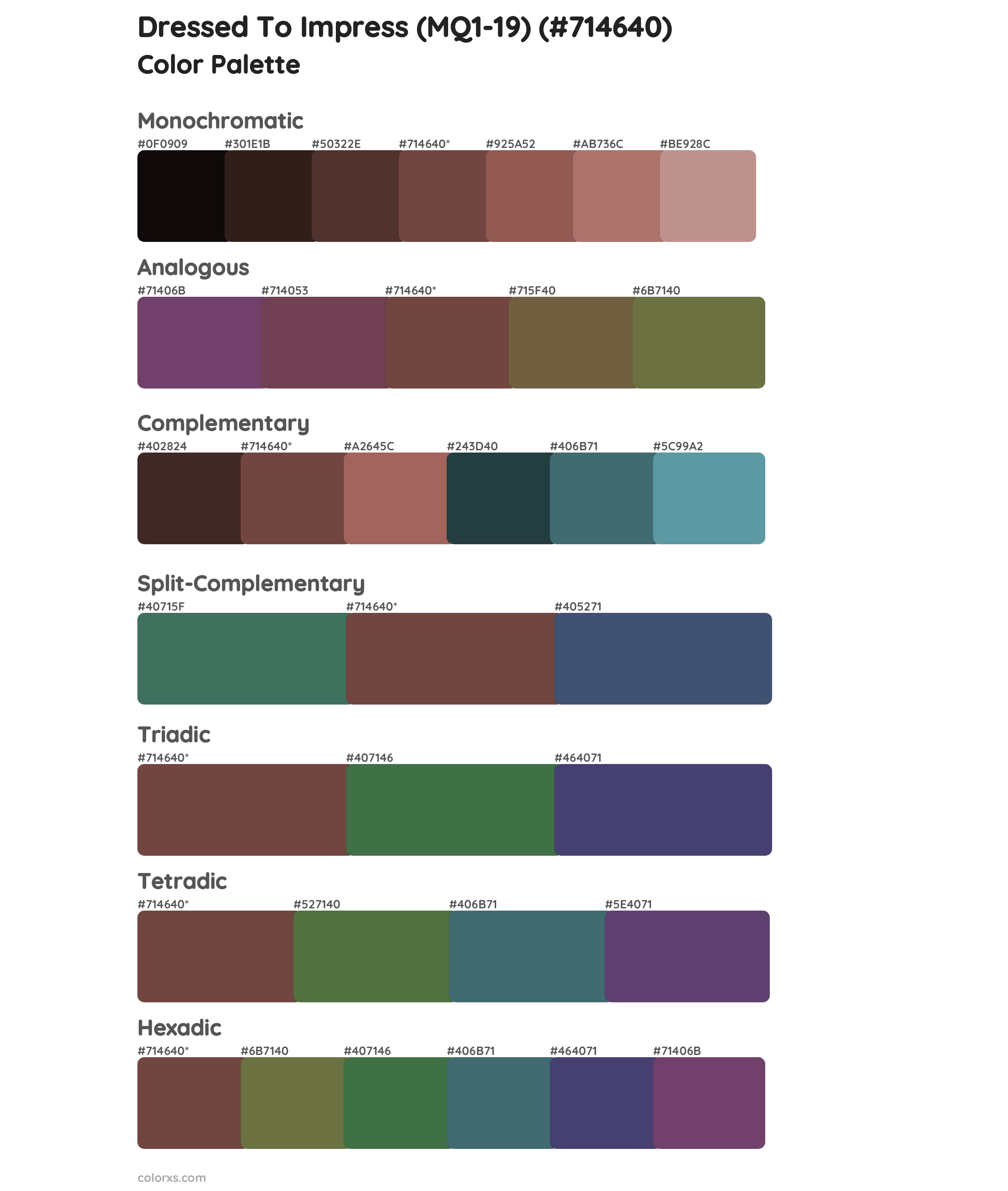 Dressed To Impress (MQ1-19) Color Scheme Palettes