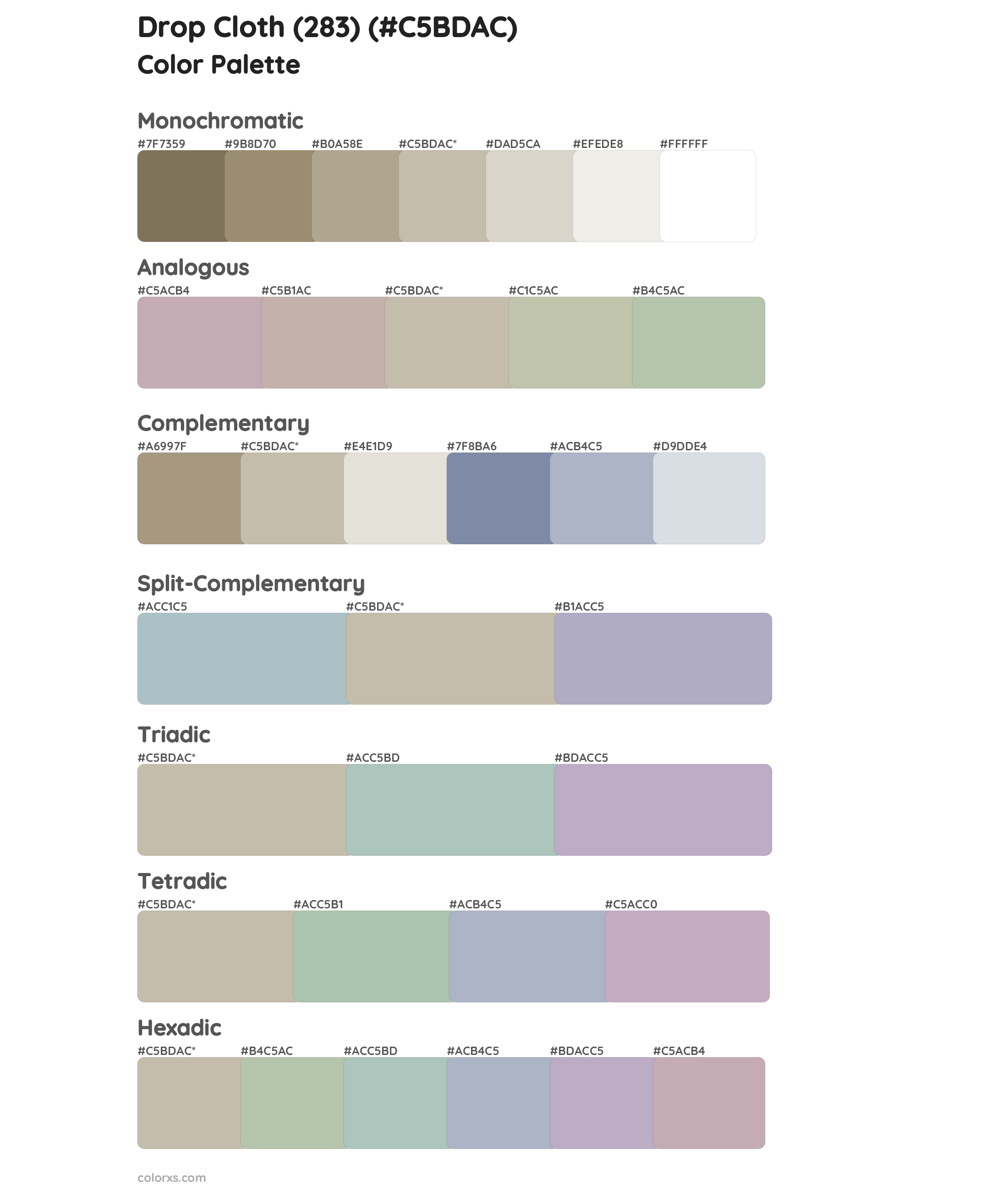 Drop Cloth (283) Color Scheme Palettes