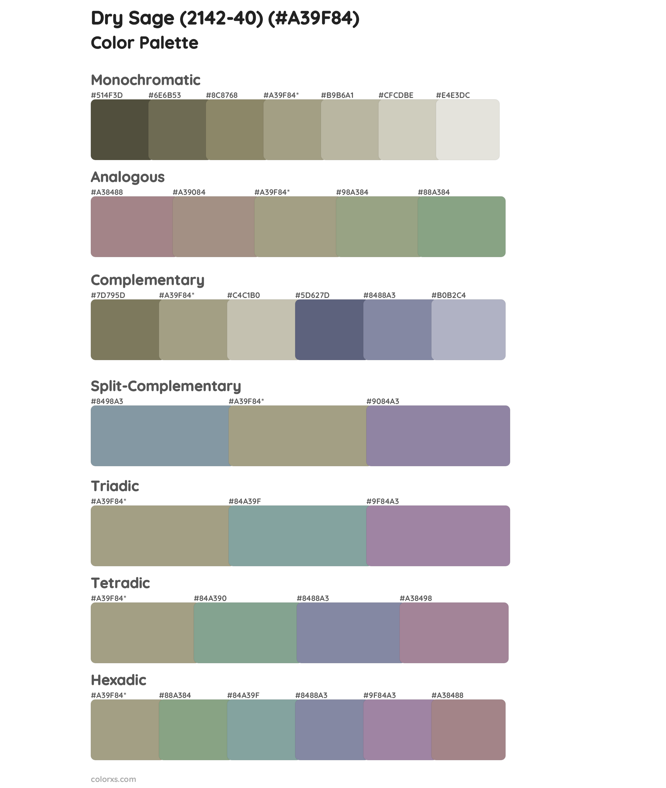 Dry Sage (2142-40) Color Scheme Palettes