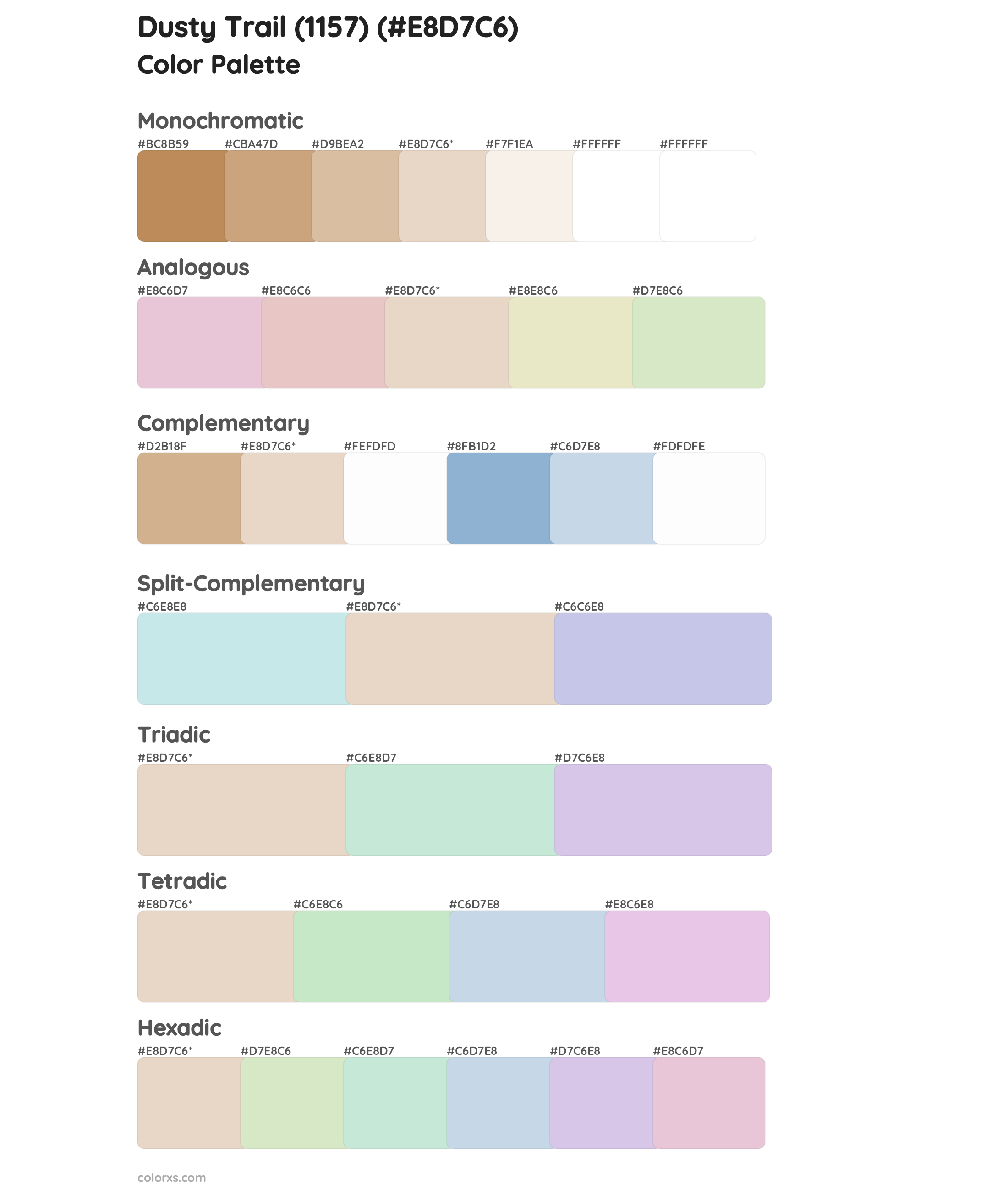 Dusty Trail (1157) Color Scheme Palettes