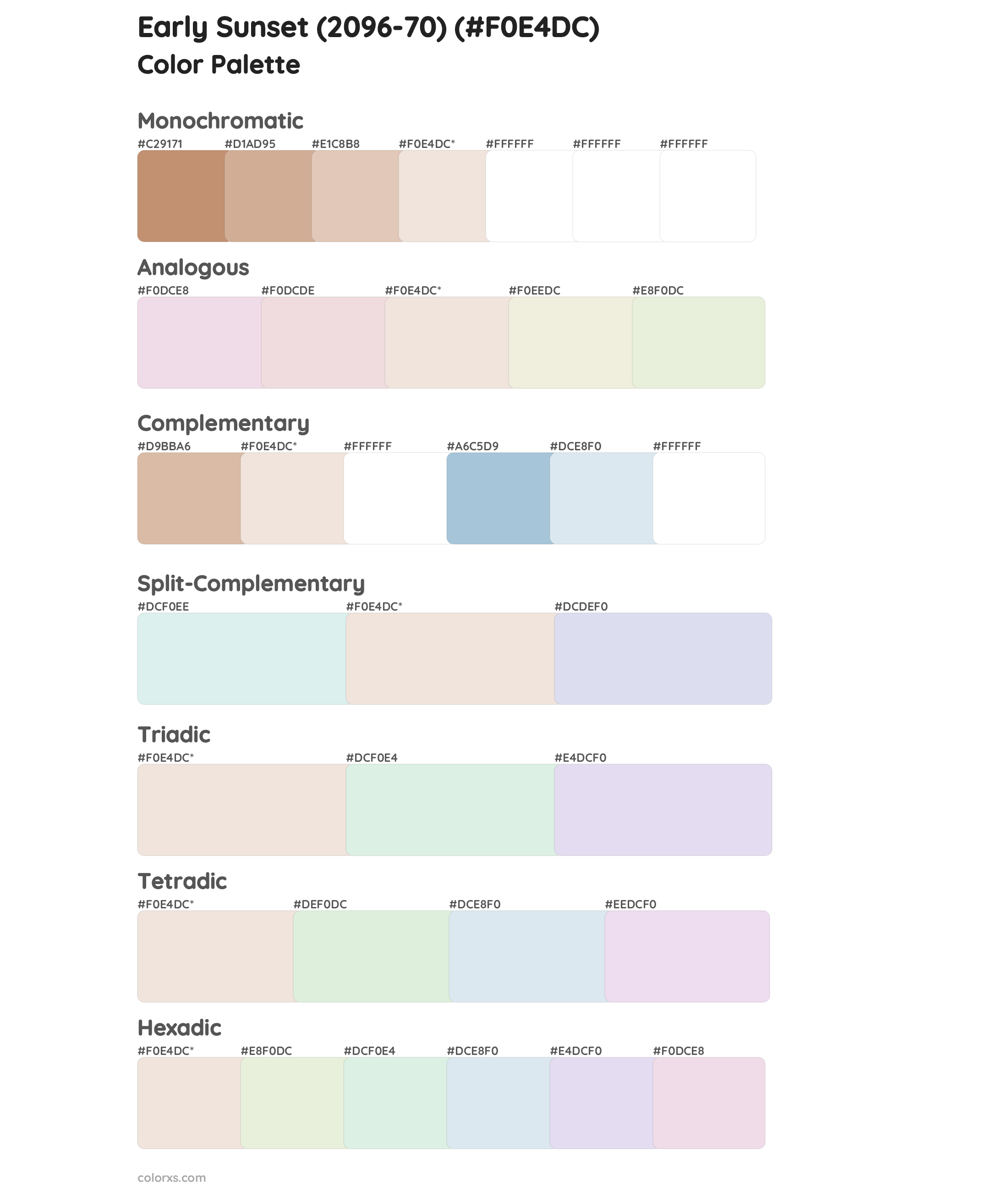 Early Sunset (2096-70) Color Scheme Palettes