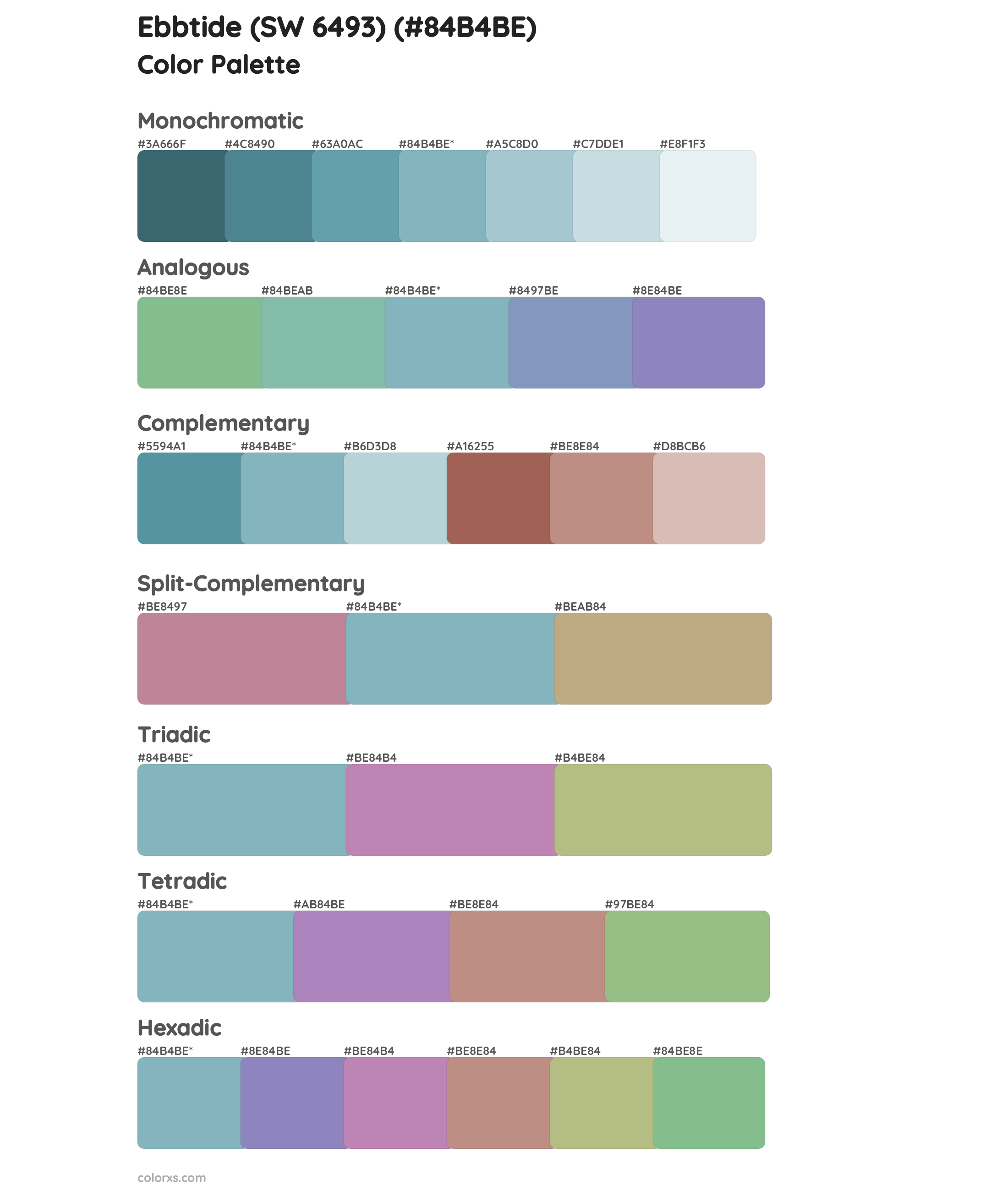 Ebbtide (SW 6493) Color Scheme Palettes