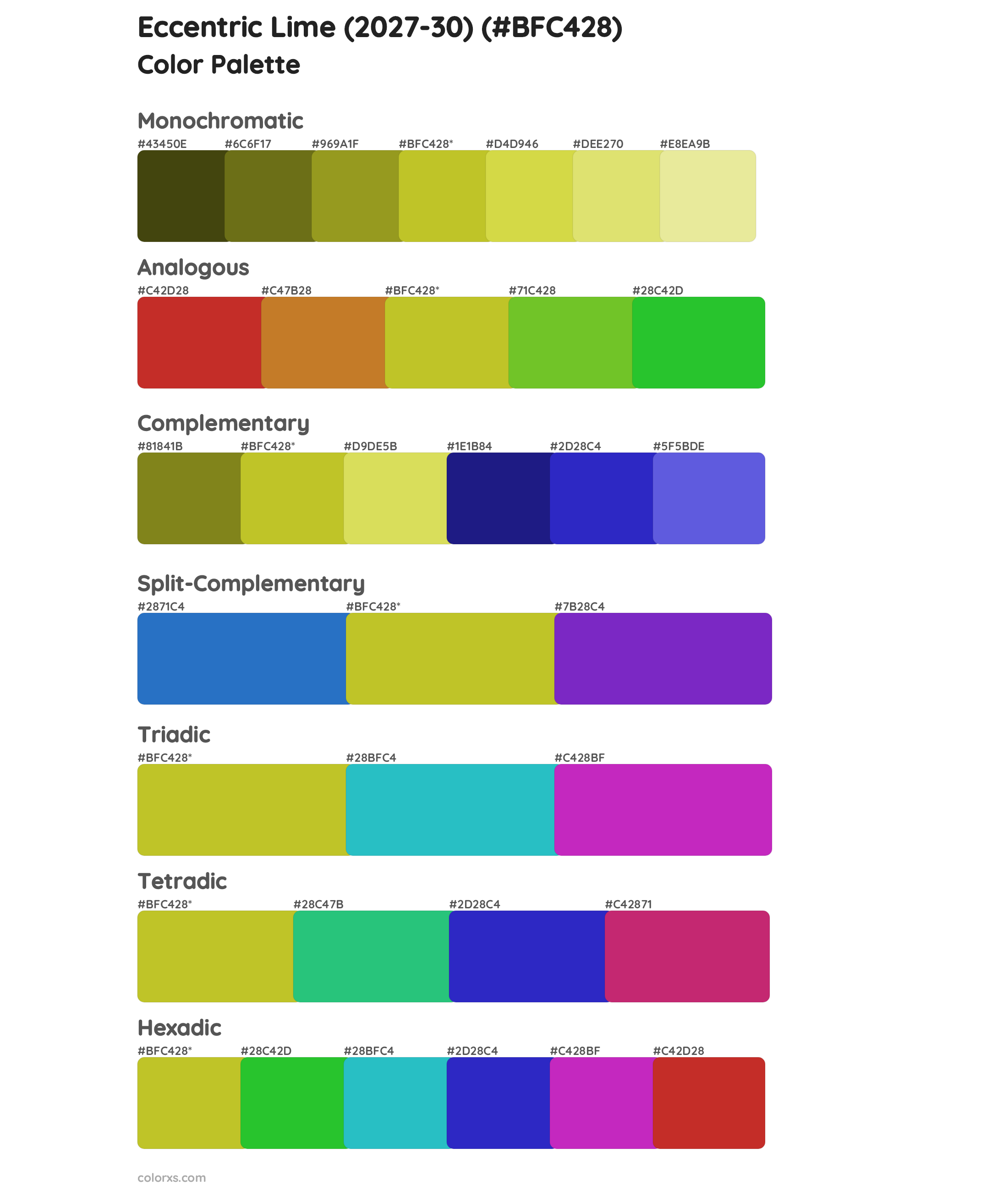 Eccentric Lime (2027-30) Color Scheme Palettes