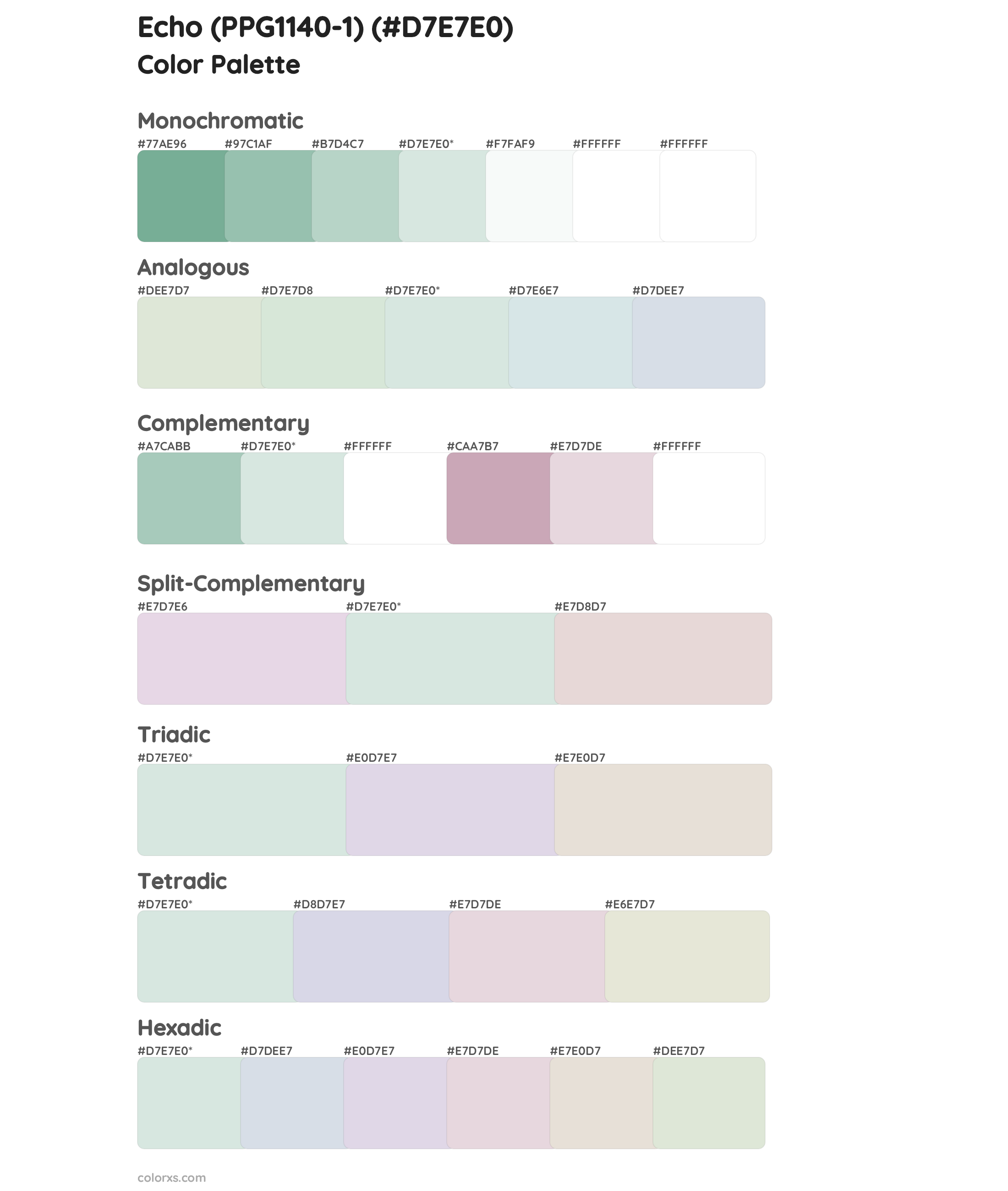 Echo (PPG1140-1) Color Scheme Palettes