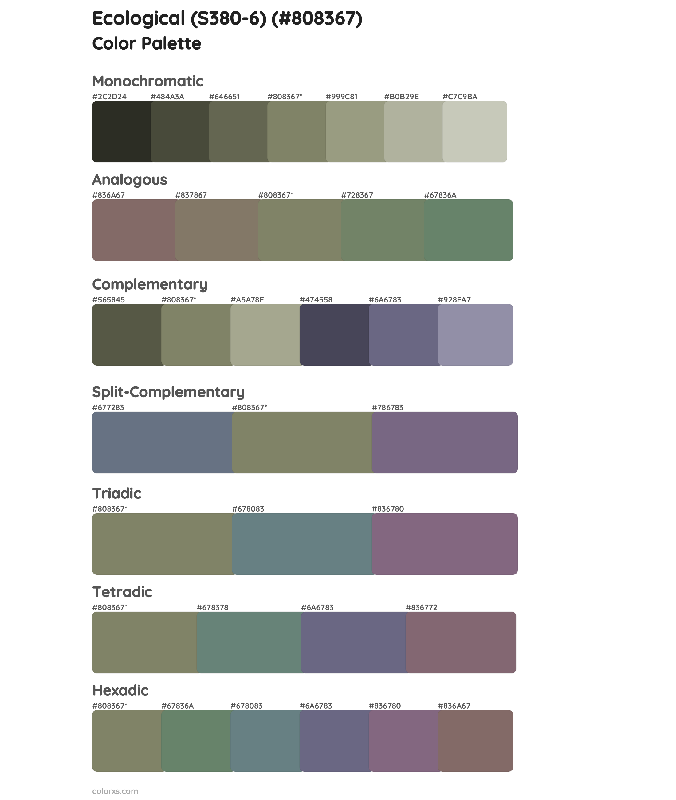 Ecological (S380-6) Color Scheme Palettes