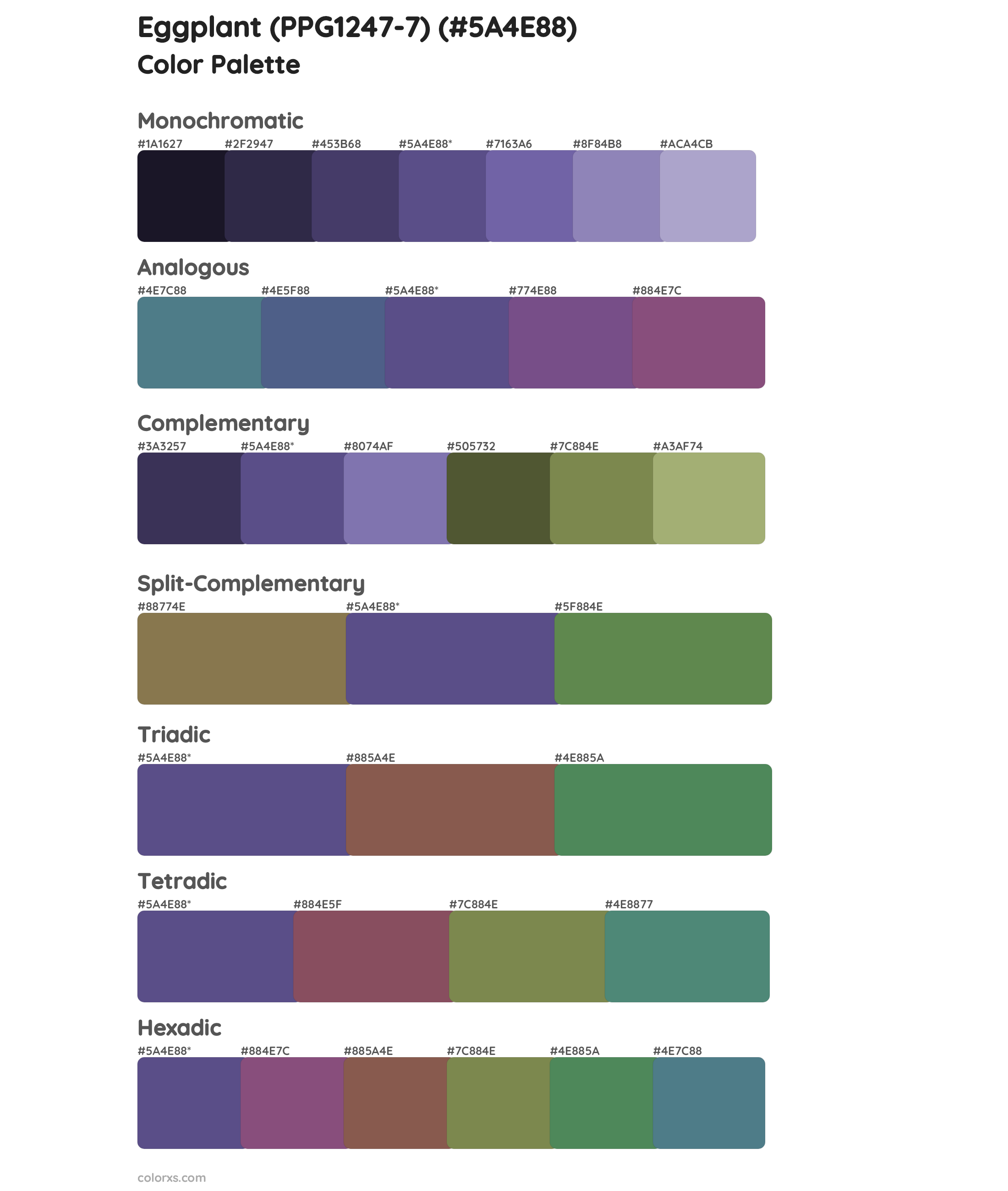 Eggplant (PPG1247-7) Color Scheme Palettes