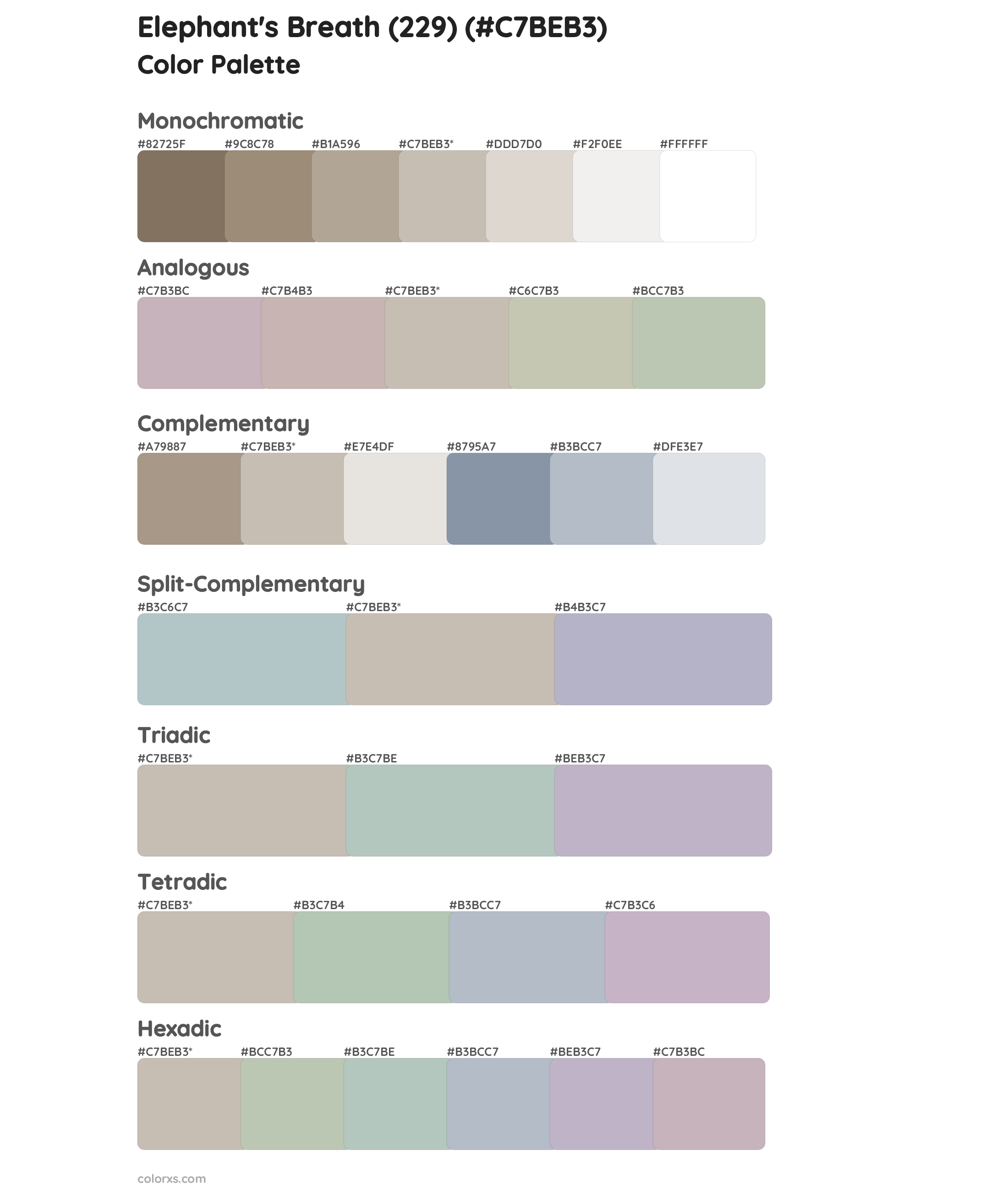 Elephant's Breath (229) Color Scheme Palettes