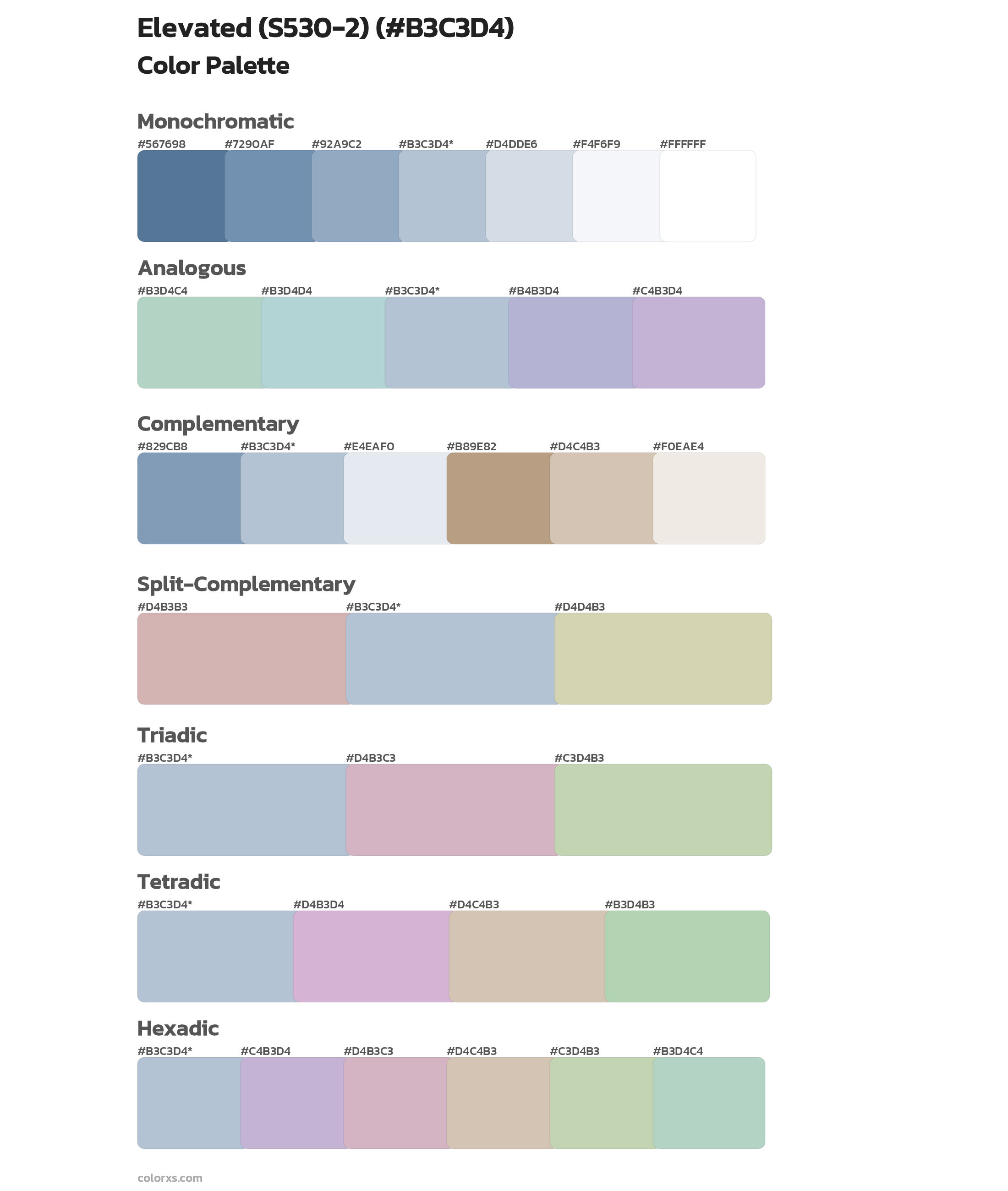 Elevated (S530-2) Color Scheme Palettes