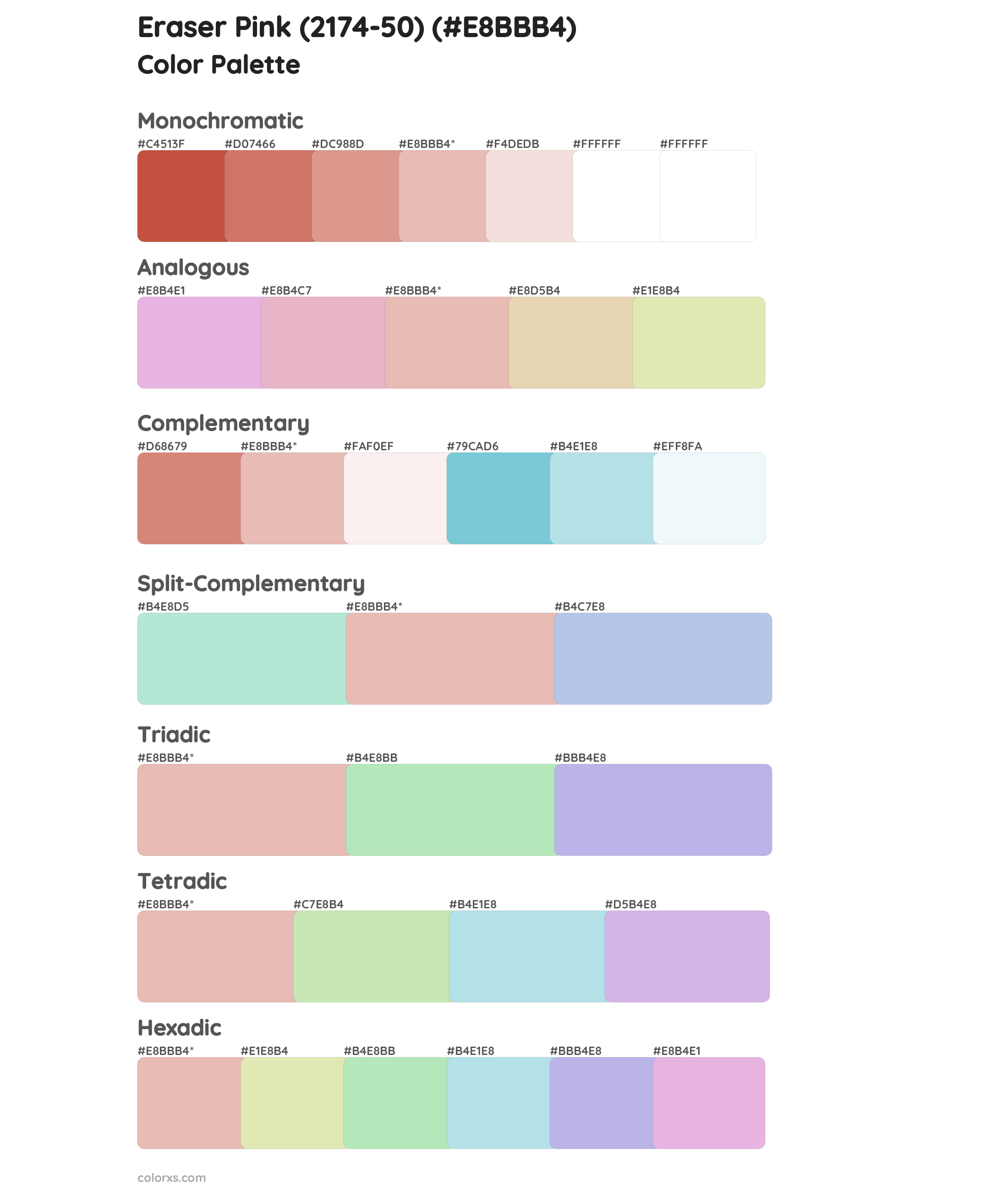 Eraser Pink (2174-50) Color Scheme Palettes