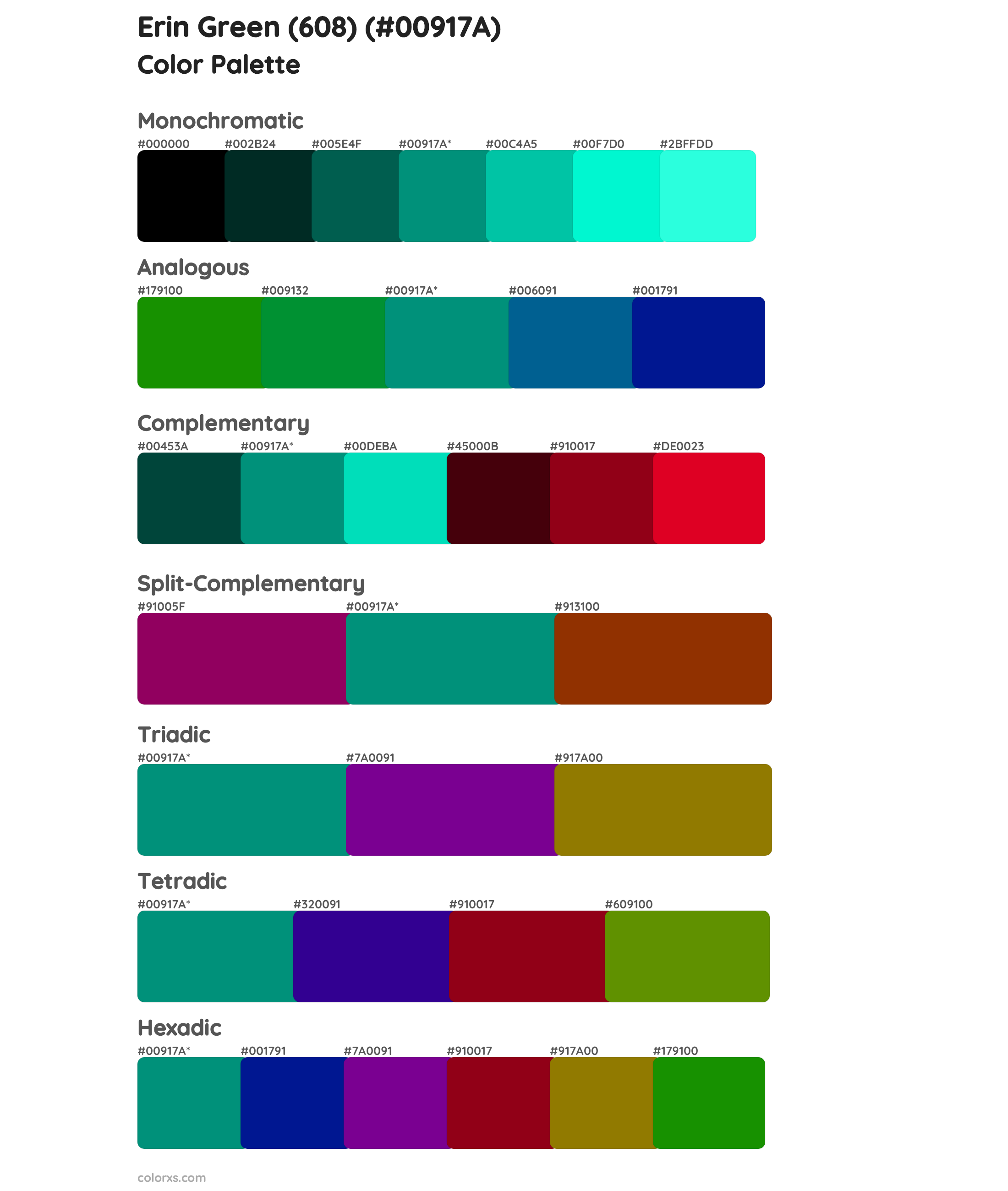 Erin Green (608) Color Scheme Palettes