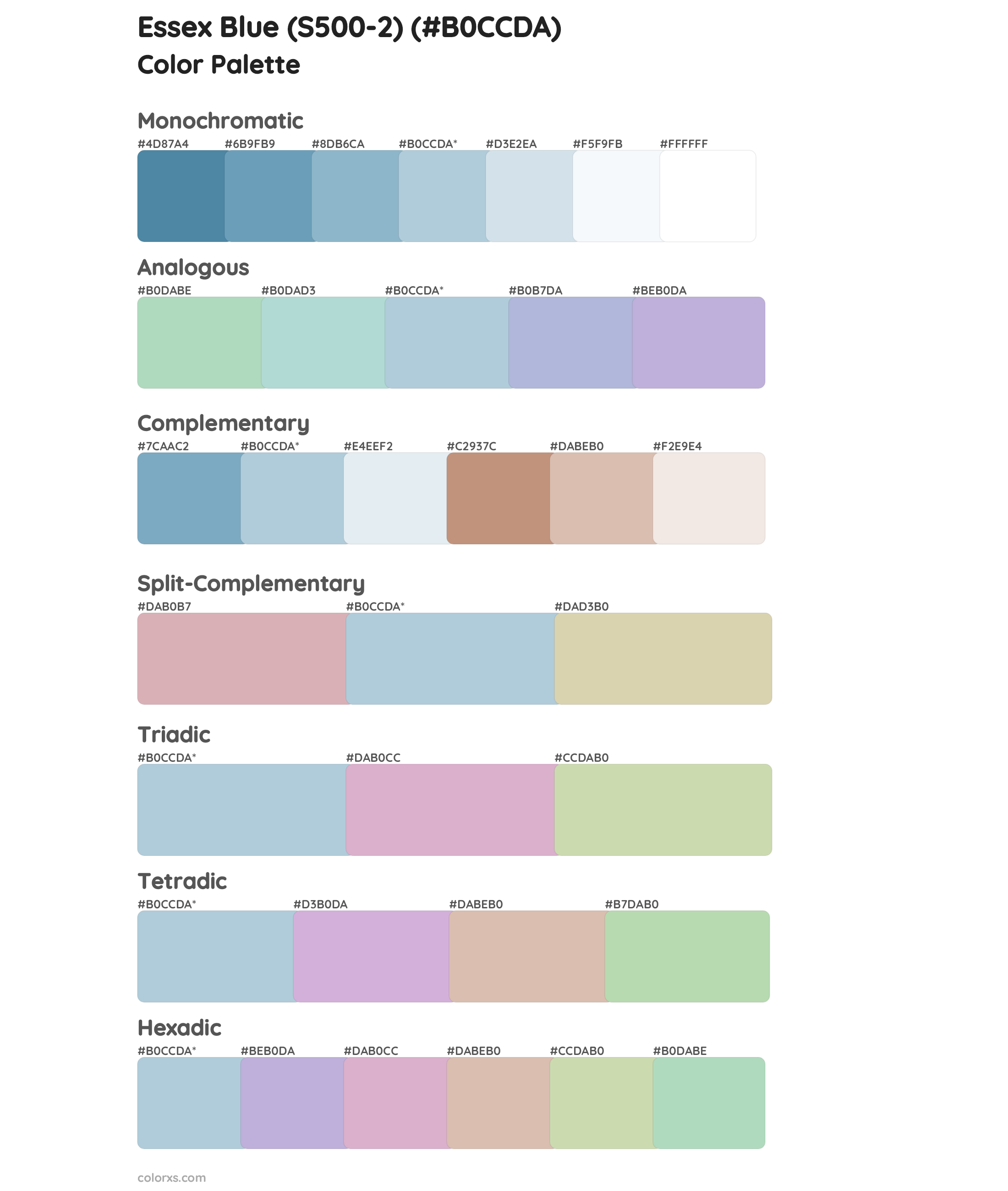 Essex Blue (S500-2) Color Scheme Palettes