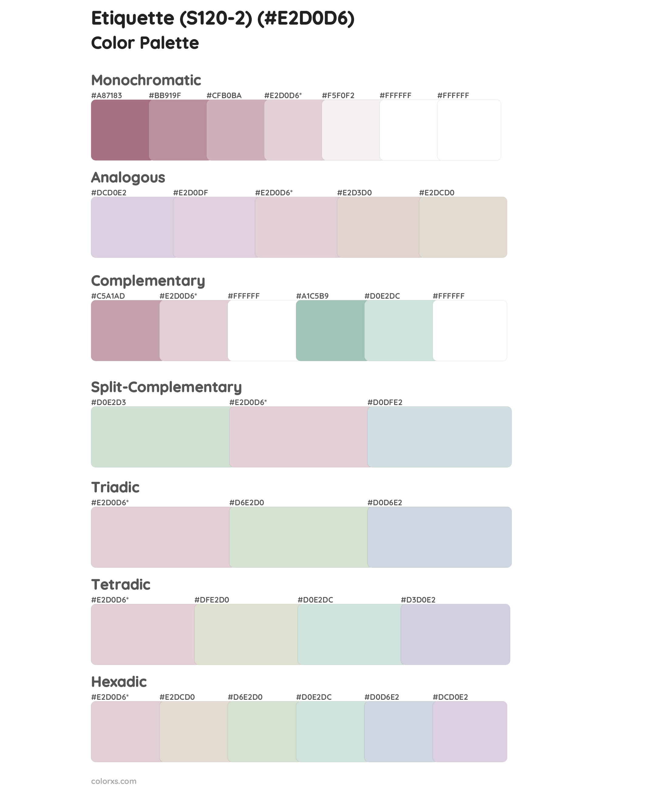 Etiquette (S120-2) Color Scheme Palettes