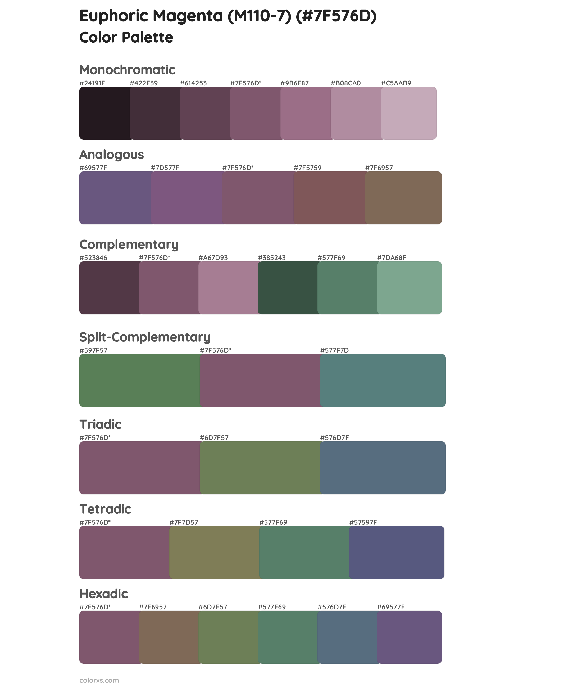 Euphoric Magenta (M110-7) Color Scheme Palettes