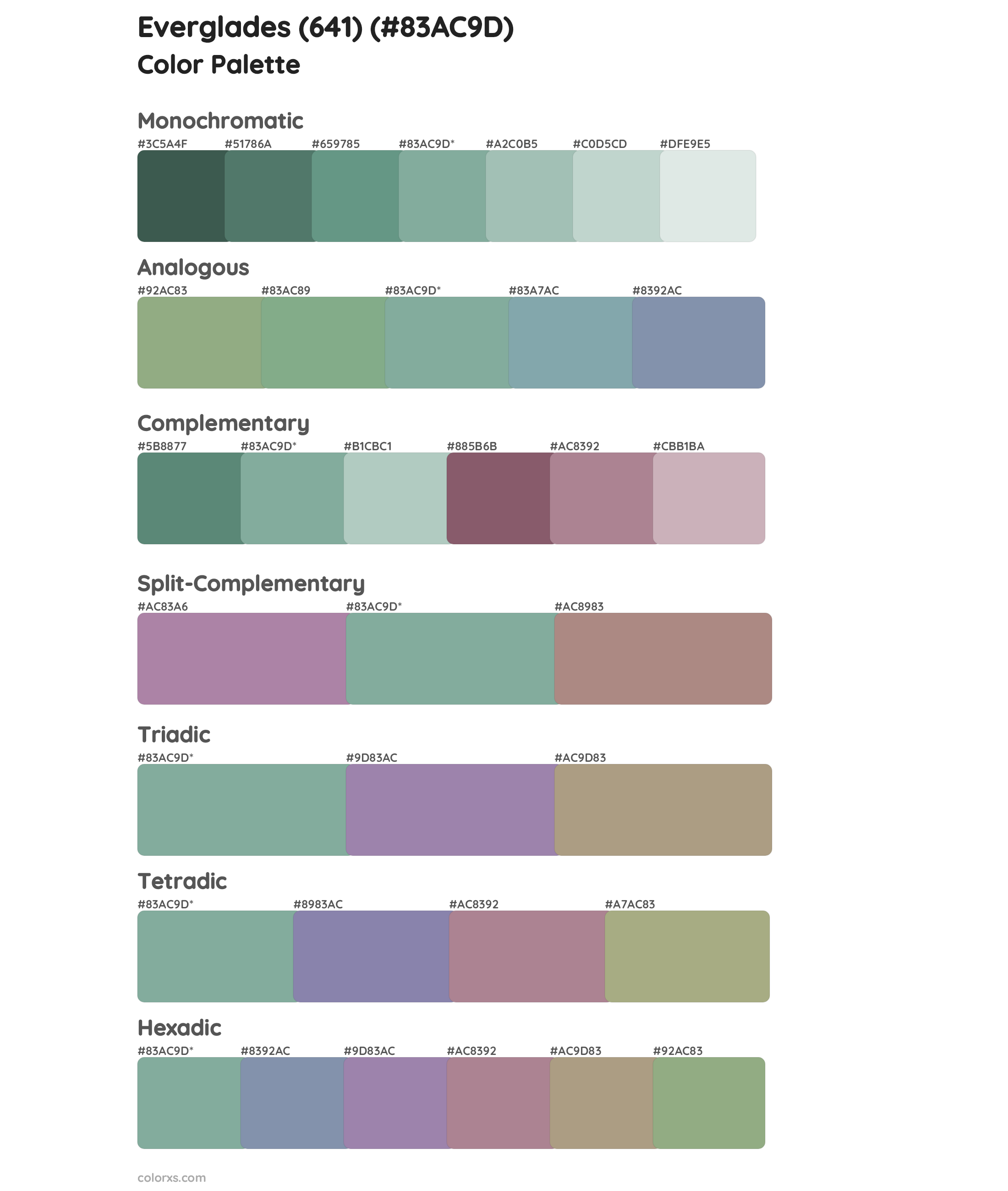 Everglades (641) Color Scheme Palettes