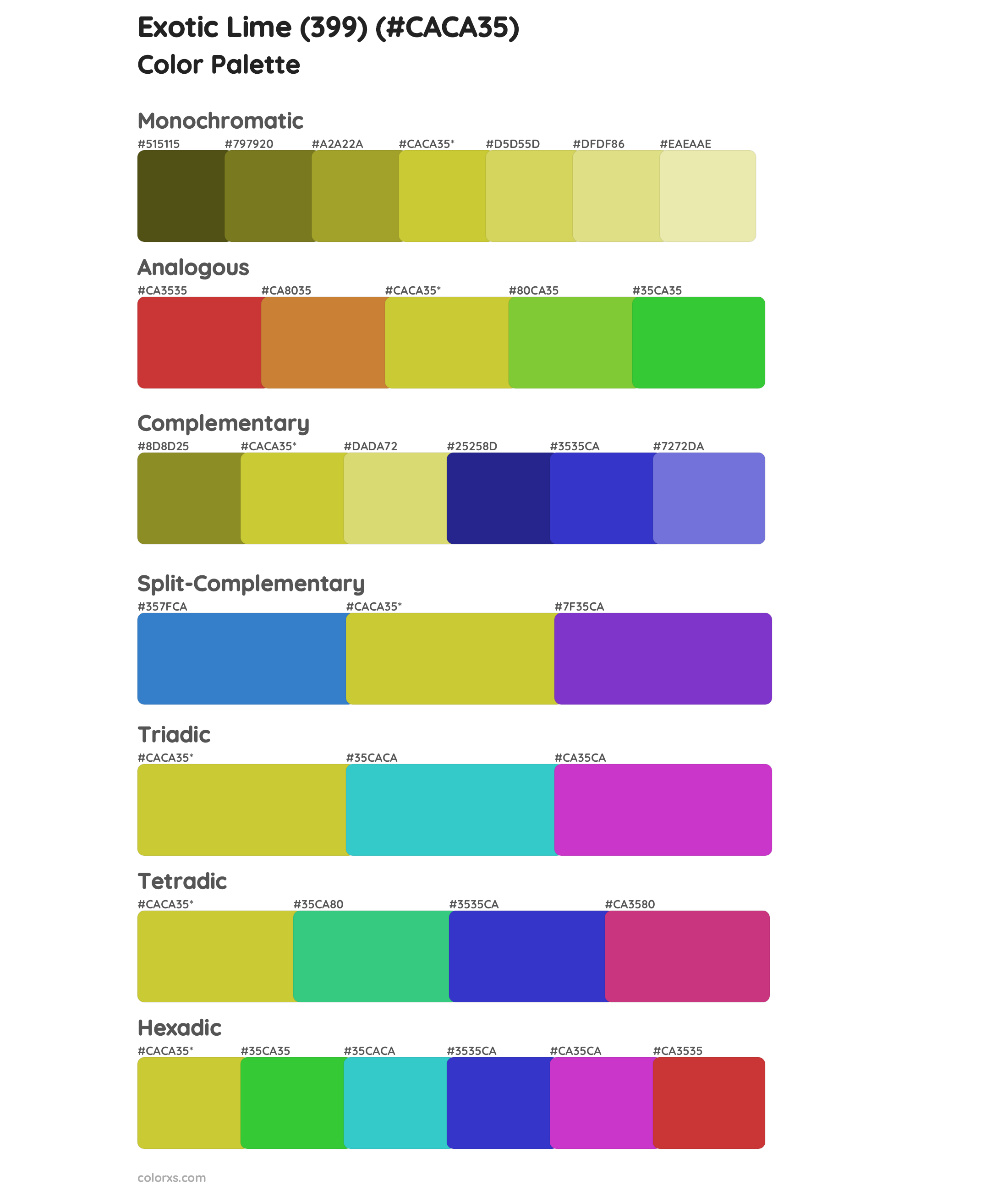 Exotic Lime (399) Color Scheme Palettes