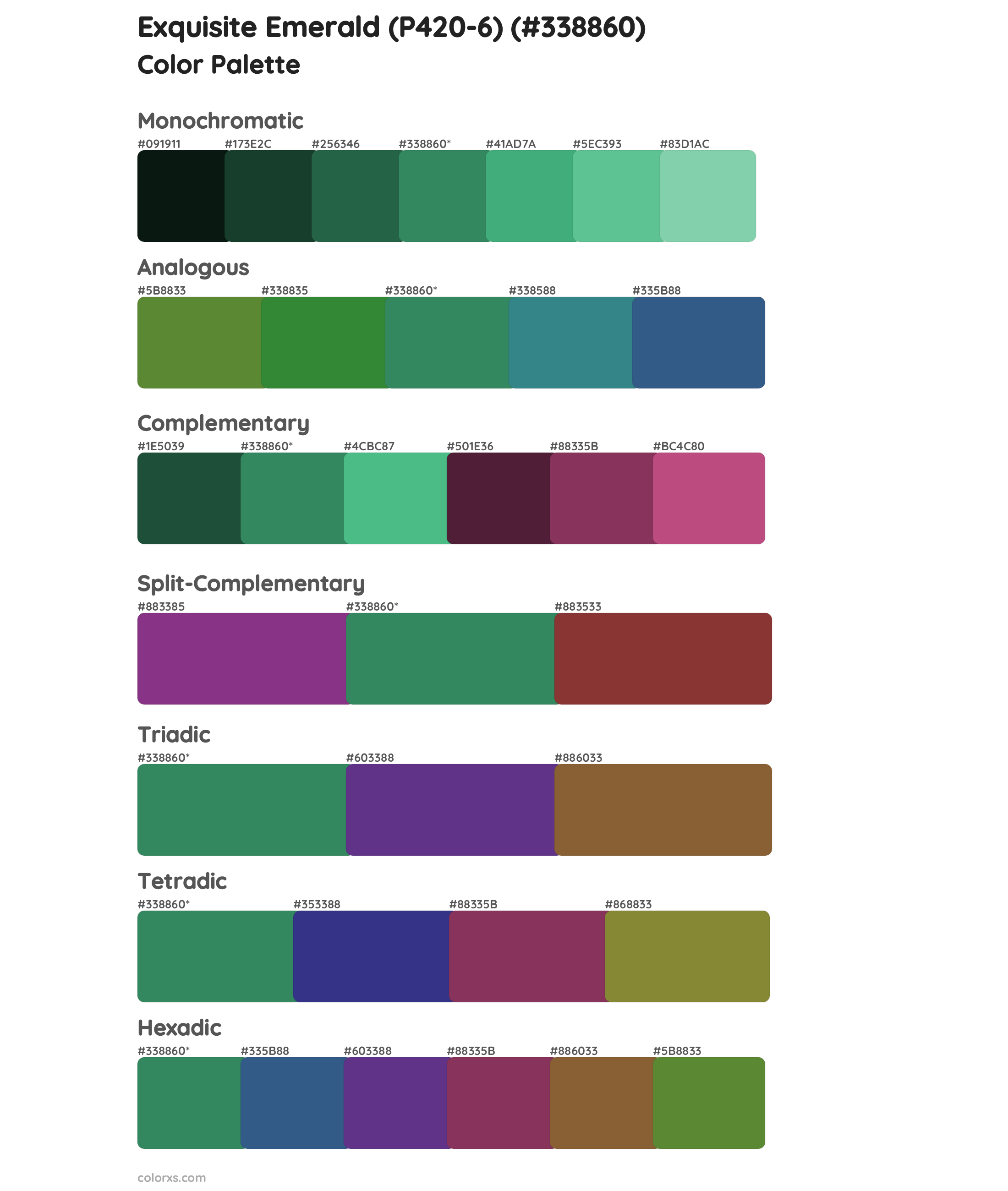 Exquisite Emerald (P420-6) Color Scheme Palettes