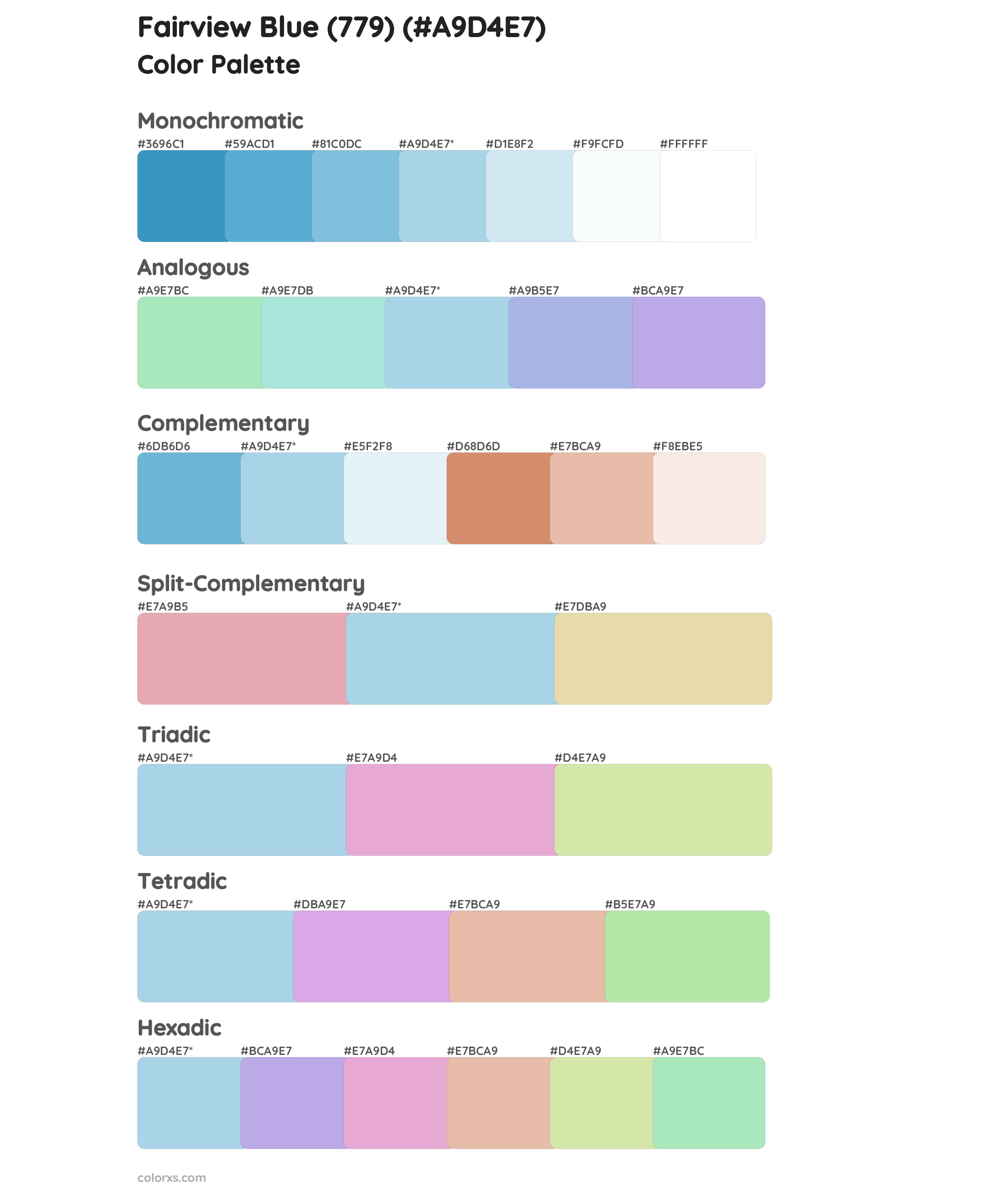 Fairview Blue (779) Color Scheme Palettes