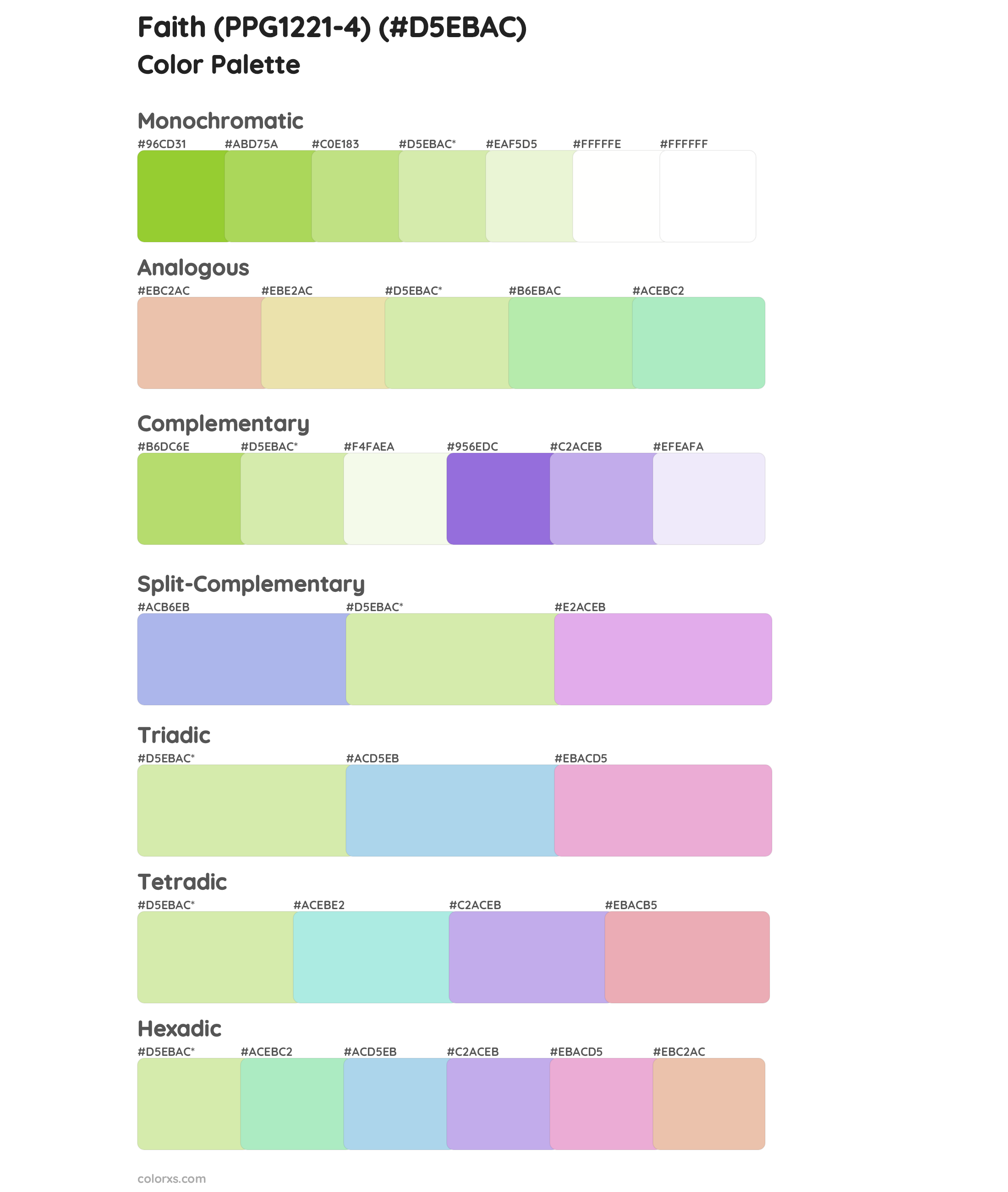 Faith (PPG1221-4) Color Scheme Palettes