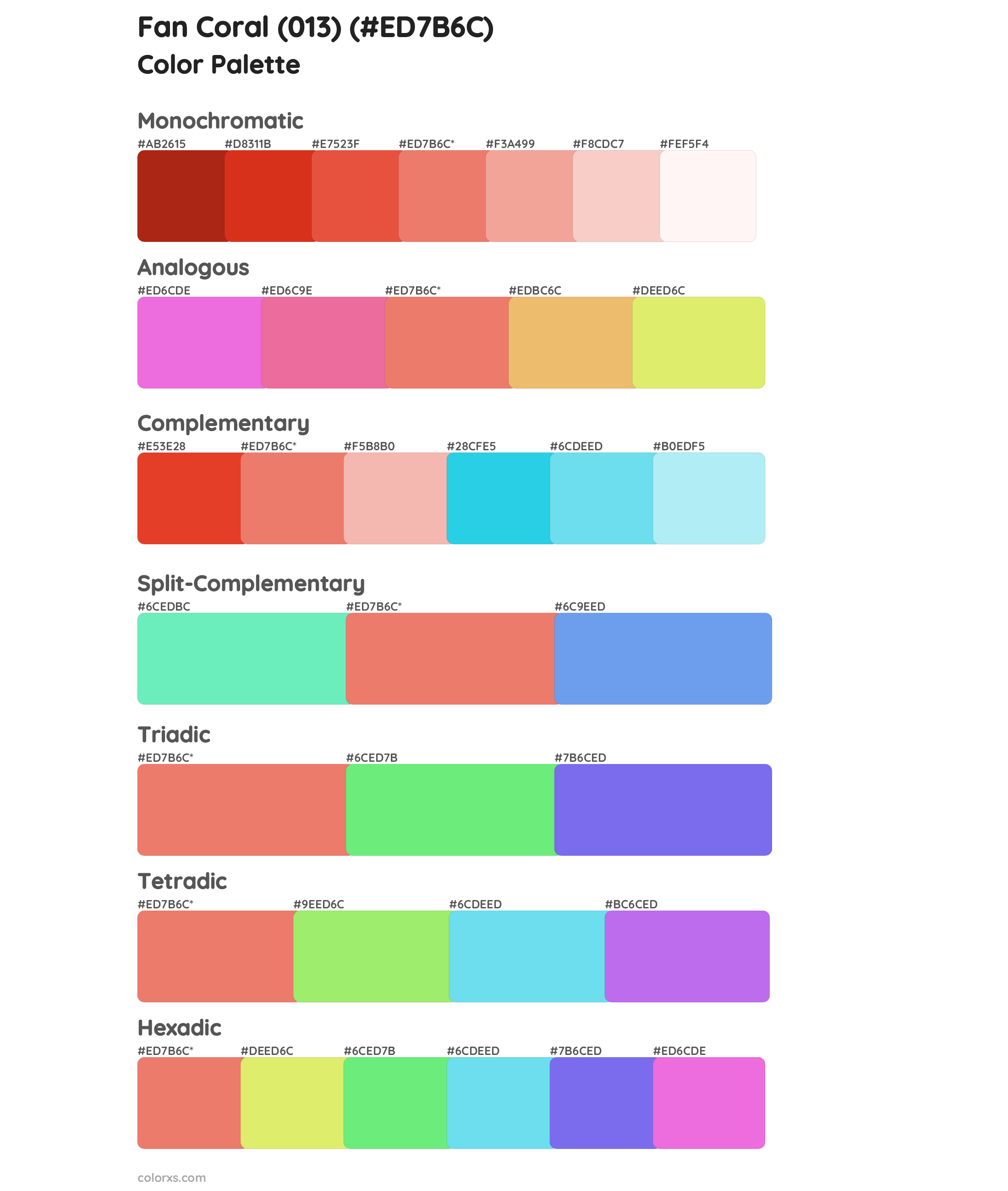 Fan Coral (013) Color Scheme Palettes