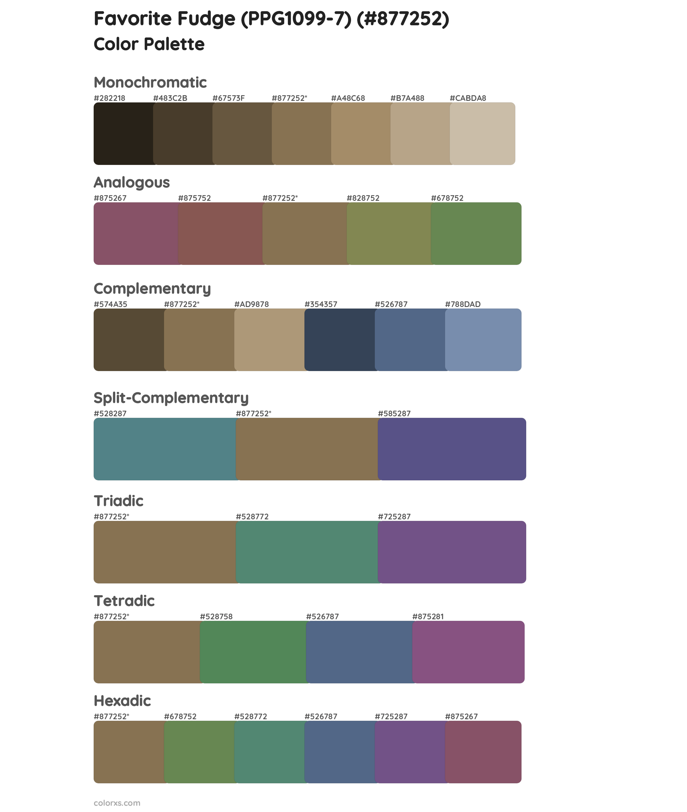 Favorite Fudge (PPG1099-7) Color Scheme Palettes