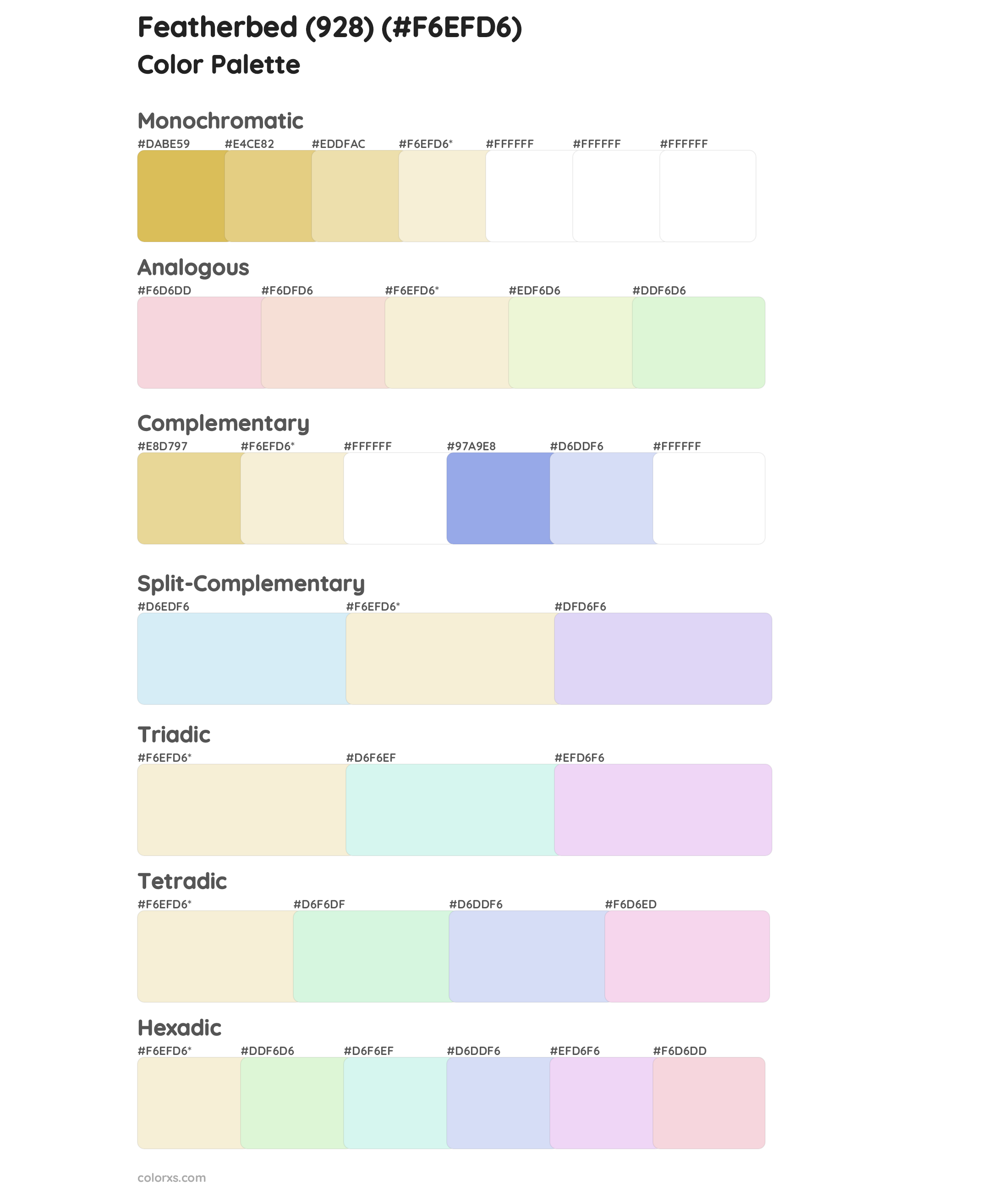 Featherbed (928) Color Scheme Palettes